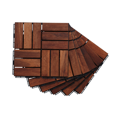 Acacia Wood Interlocking Deck Tiles Checker Pattern, 30 PCS 12" x 12" Square Acacia Hardwood Outdoor Flooring for Patio, Bancony, Pool Side,...、、eastwooduniform