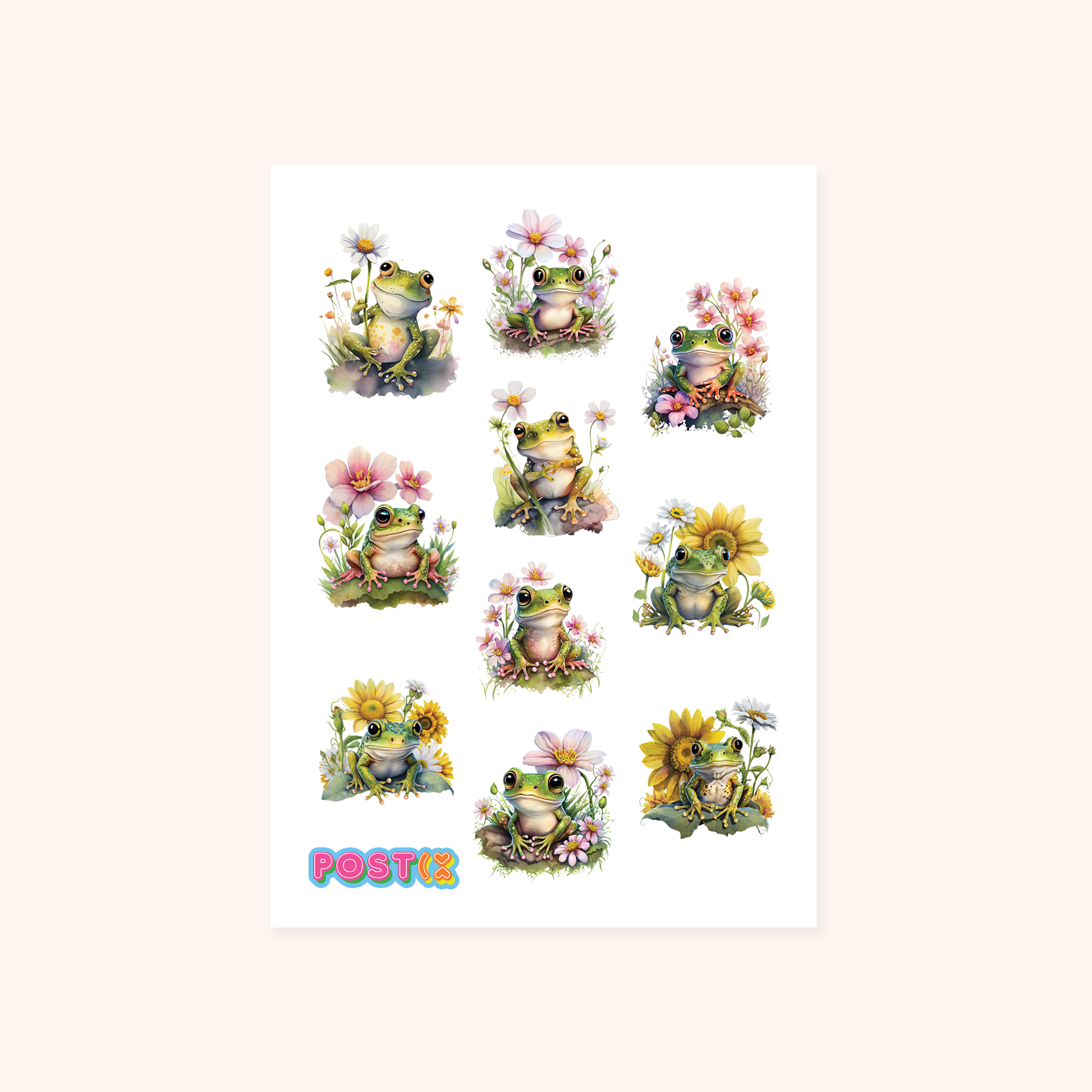  Frog in the Garden A6 Washi Sticker Sheet、mySite、ghnorth