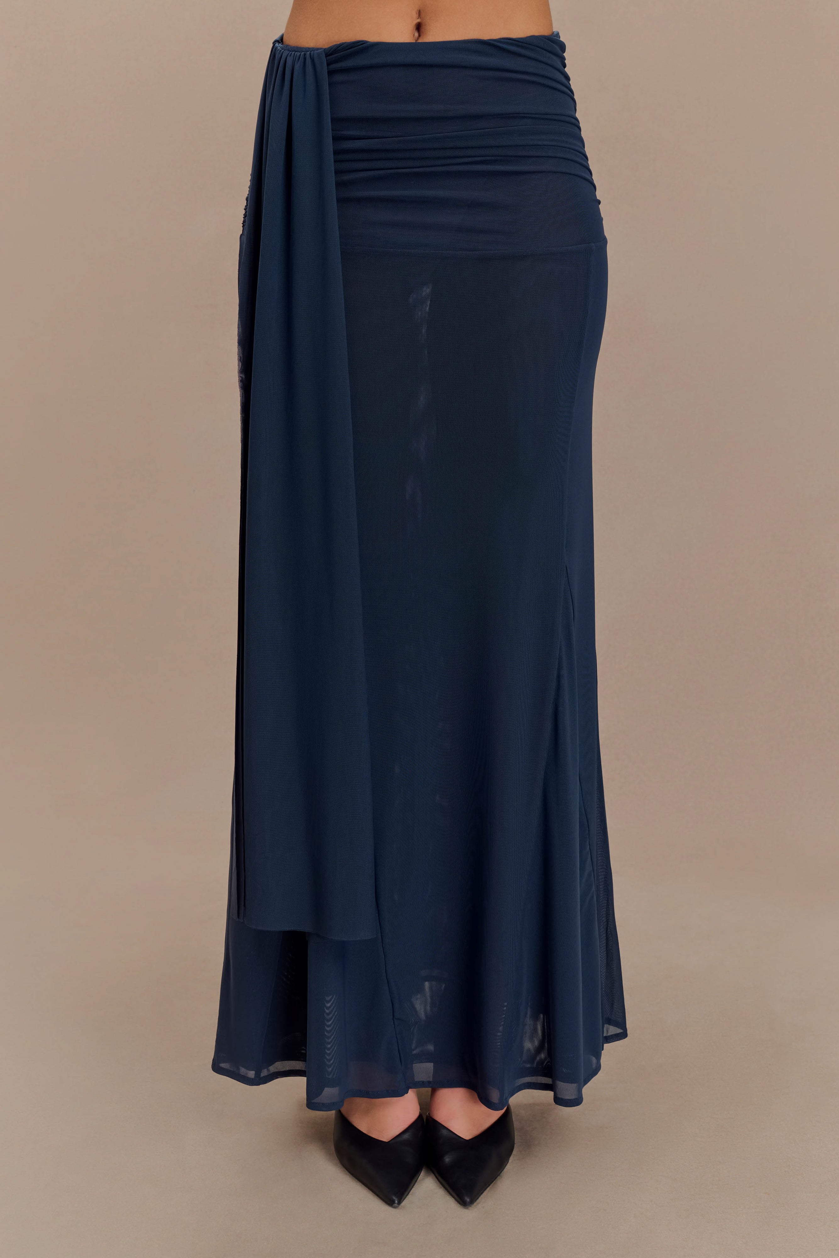 Arna Mesh Maxi Skirt - Midnight Blue、mySite、solidvoid