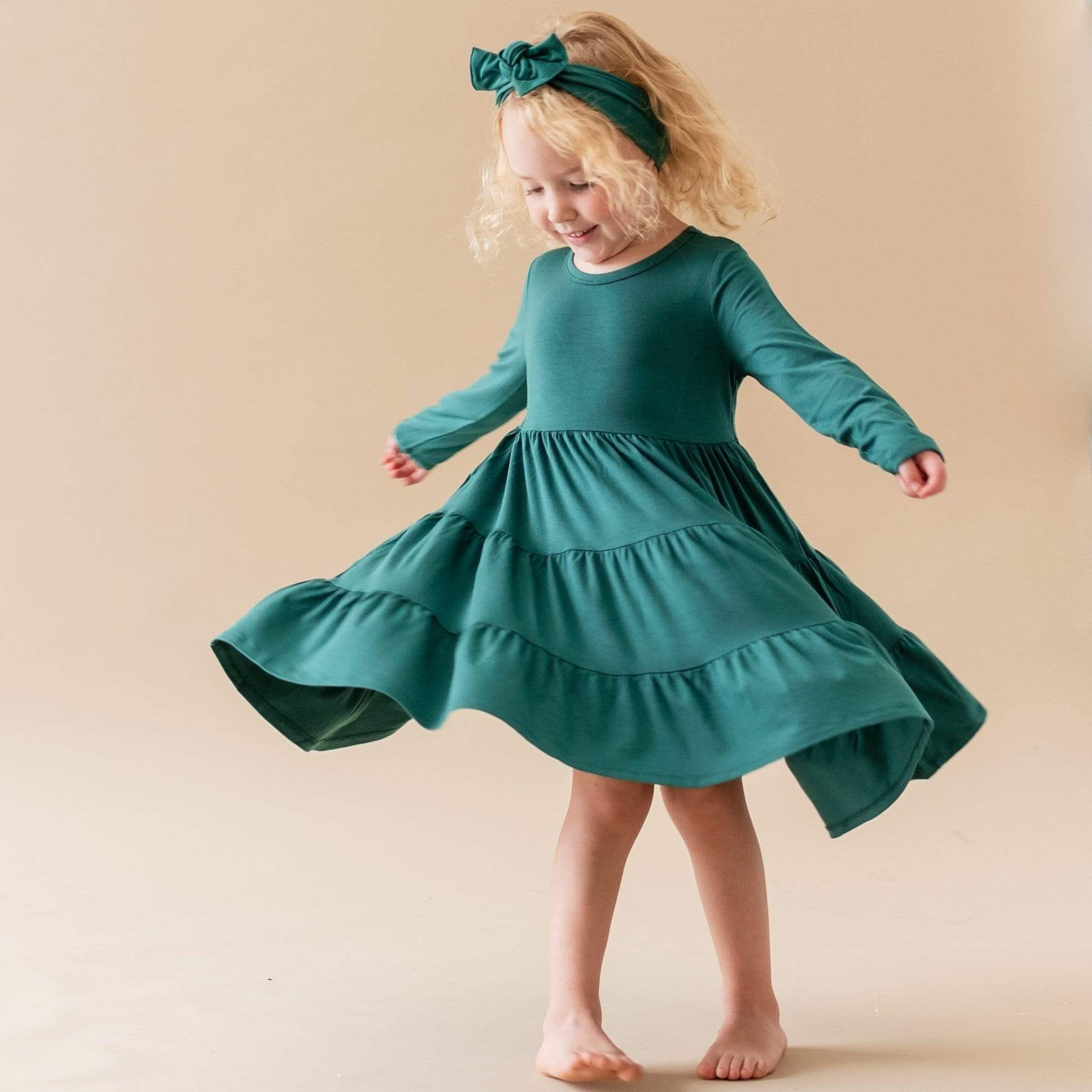  Long Sleeve Tiered Dress in Emerald、mySite、layawaytickets