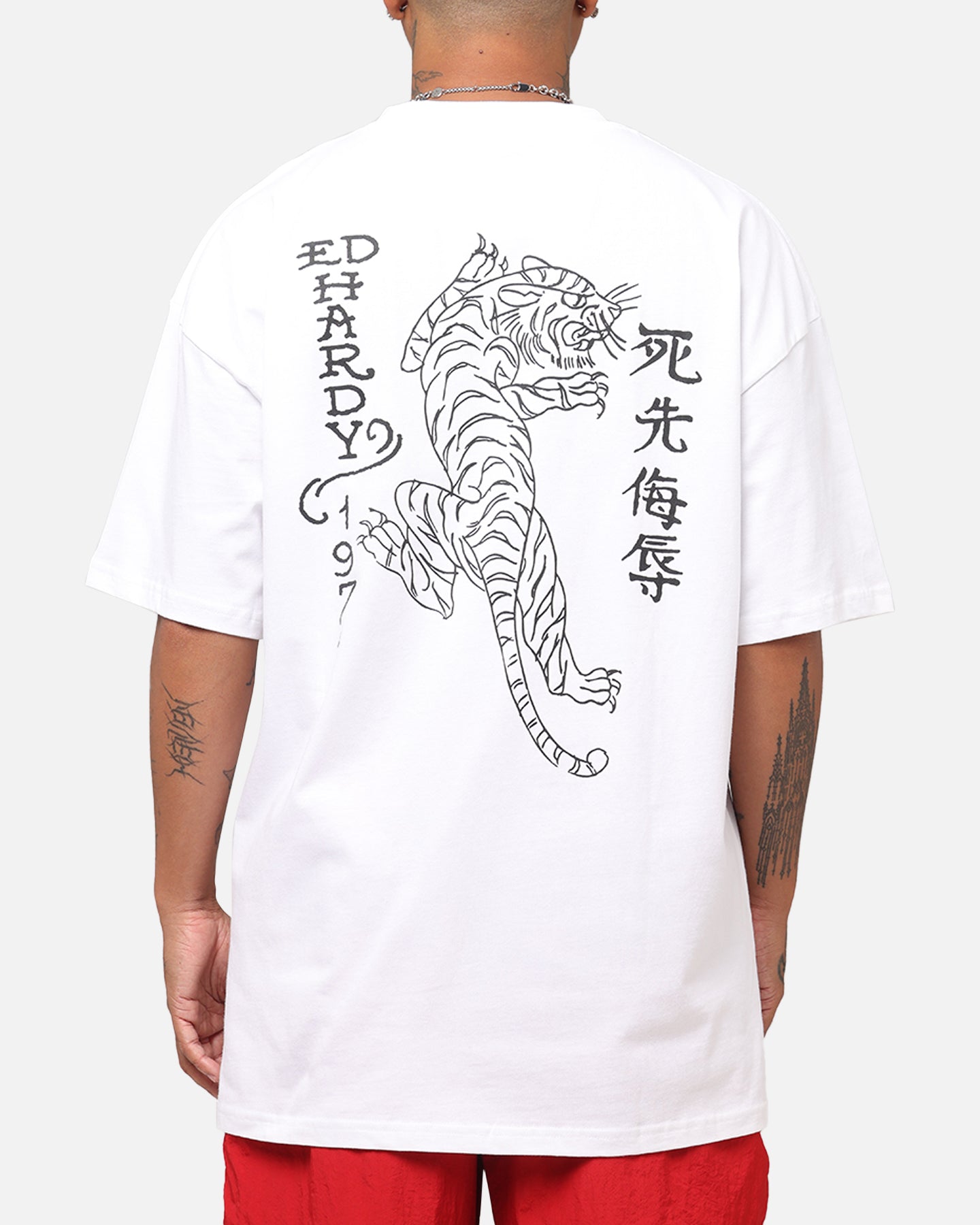 Ed Hardy Tiger Stamp T-Shirt White、mySite、zt4zffjzw