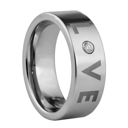 Romantic - Love Tungsten ring with Cubic Zirconia CZ stone - 8mm wide、mySite、topwebapps