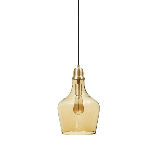 Auburn Bell Shaped Hanging Glass Pendant Light Gold/Amber Dia.9"、、eastwooduniform