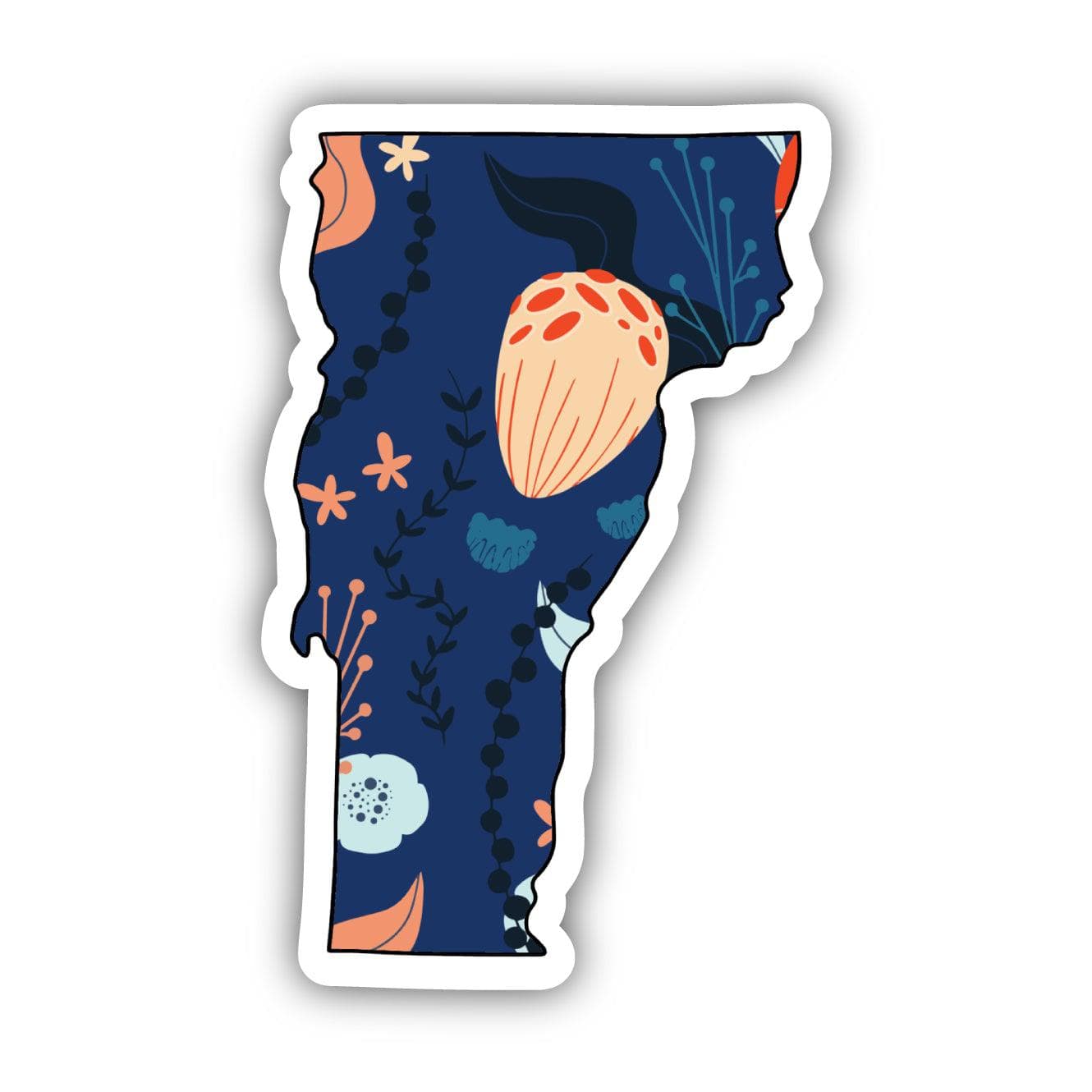  Vermont Blue Floral Abstract Sticker、mySite、ghnorth