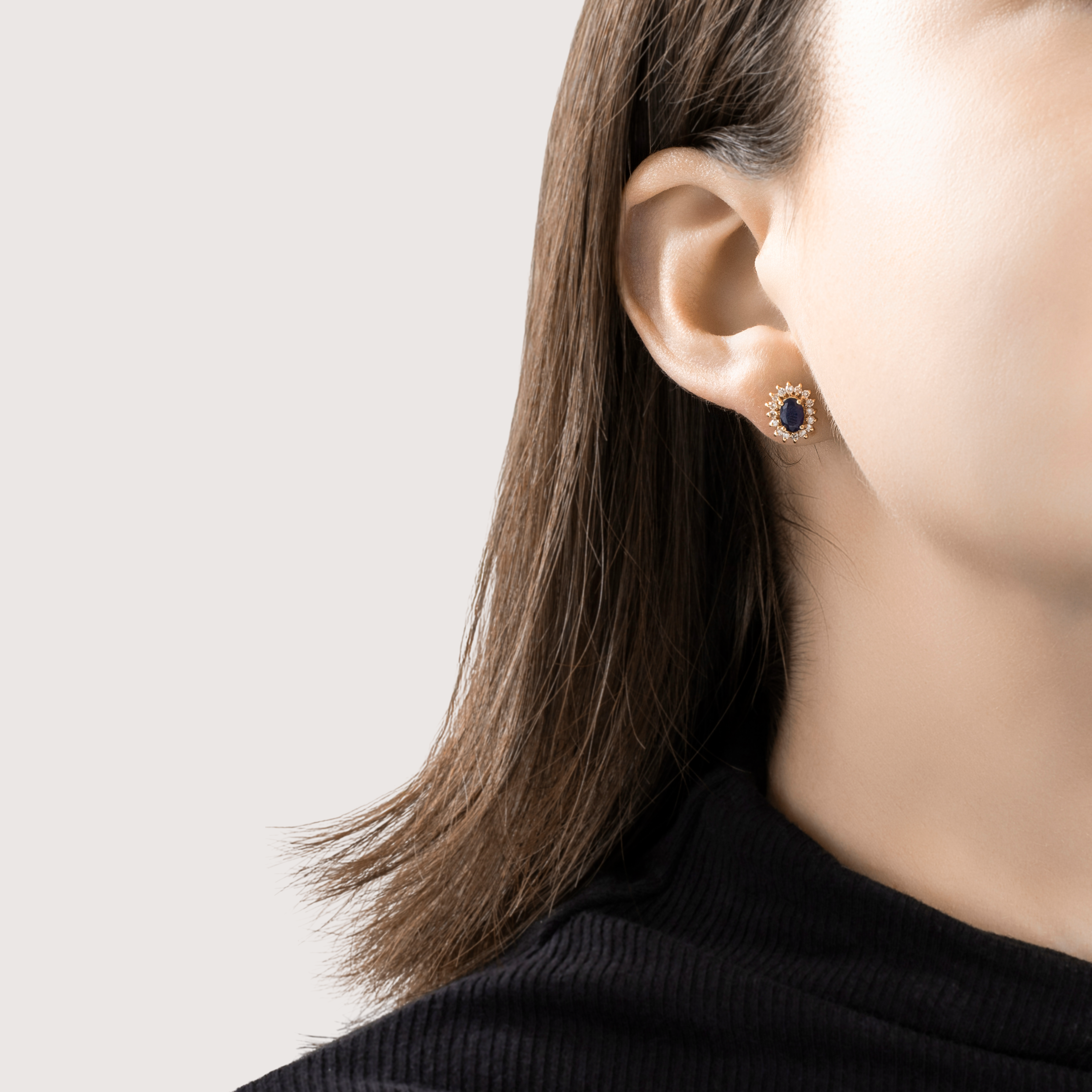 Vintage 14k Yellow Gold 1.4cttw Blue Sapphire Diamond Halo Stud Earrings、mySite、hinf8tx79