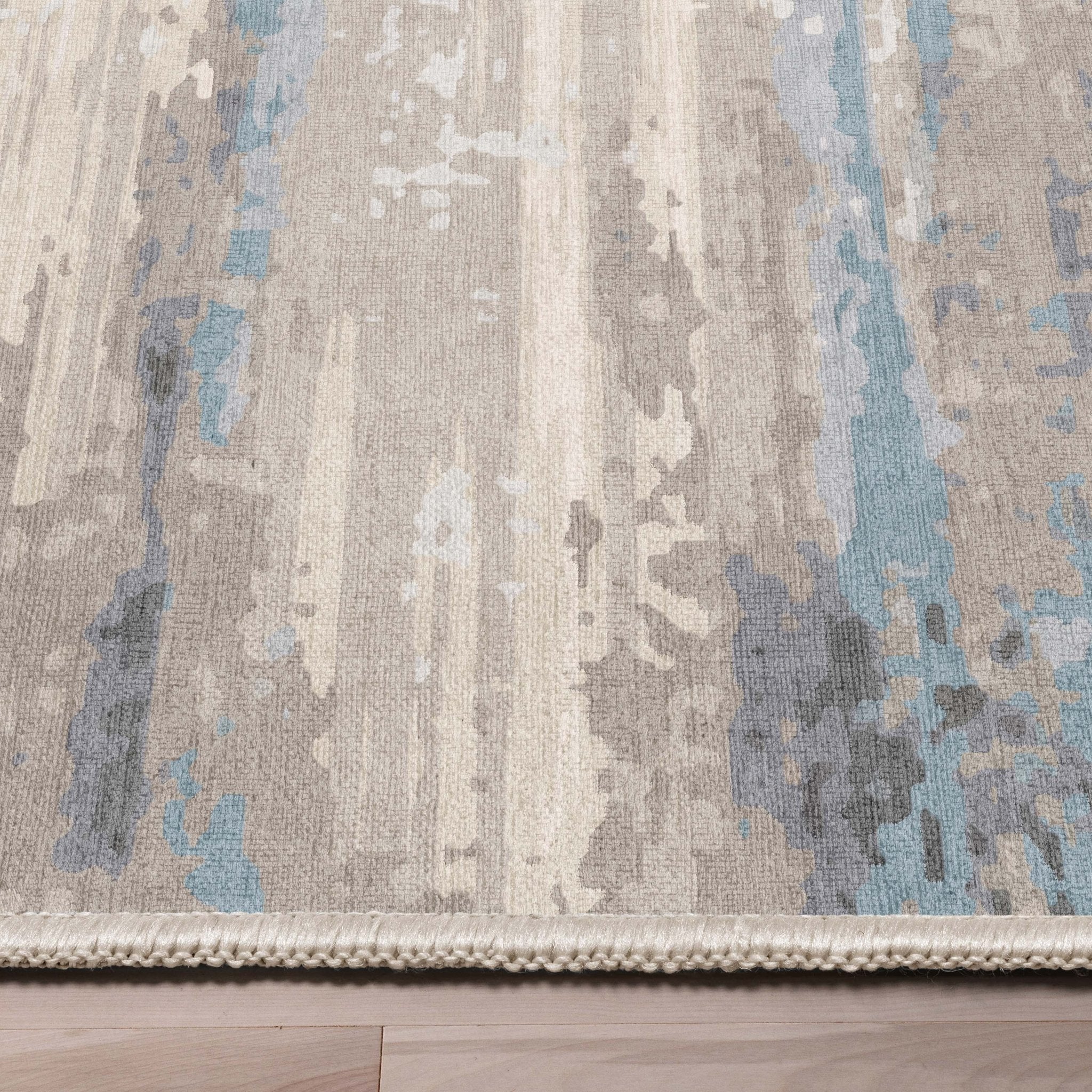Tuscany Abstract Brushstroke Beige Blue Flatweave Rug、mySite、gigharbornorthrealestate