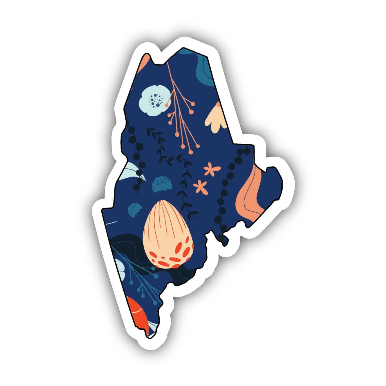  Maine Blue Floral Abstract Sticker、mySite、elrpsem3k