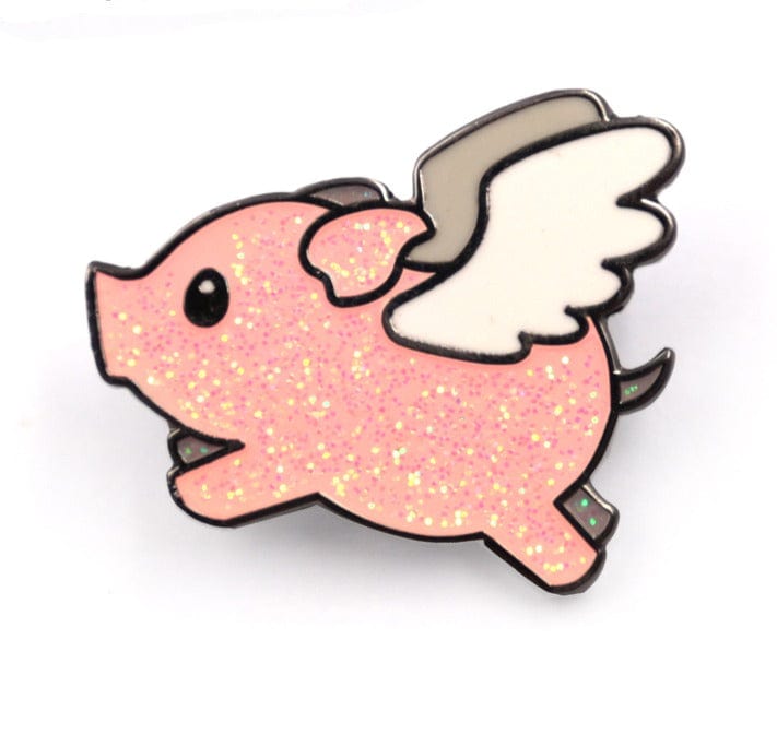 Flying Pink Pig Pin for Jacket, Purse, Backpacks Sparkly、mySite、g9winljtr