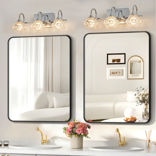 17" Nickel Finish Vintage Crystal Vanity Light - Elegant 3-Light Bathroom Mirror Fixture with Clear Glass Shades (No Bulbs)、、eastwooduniform