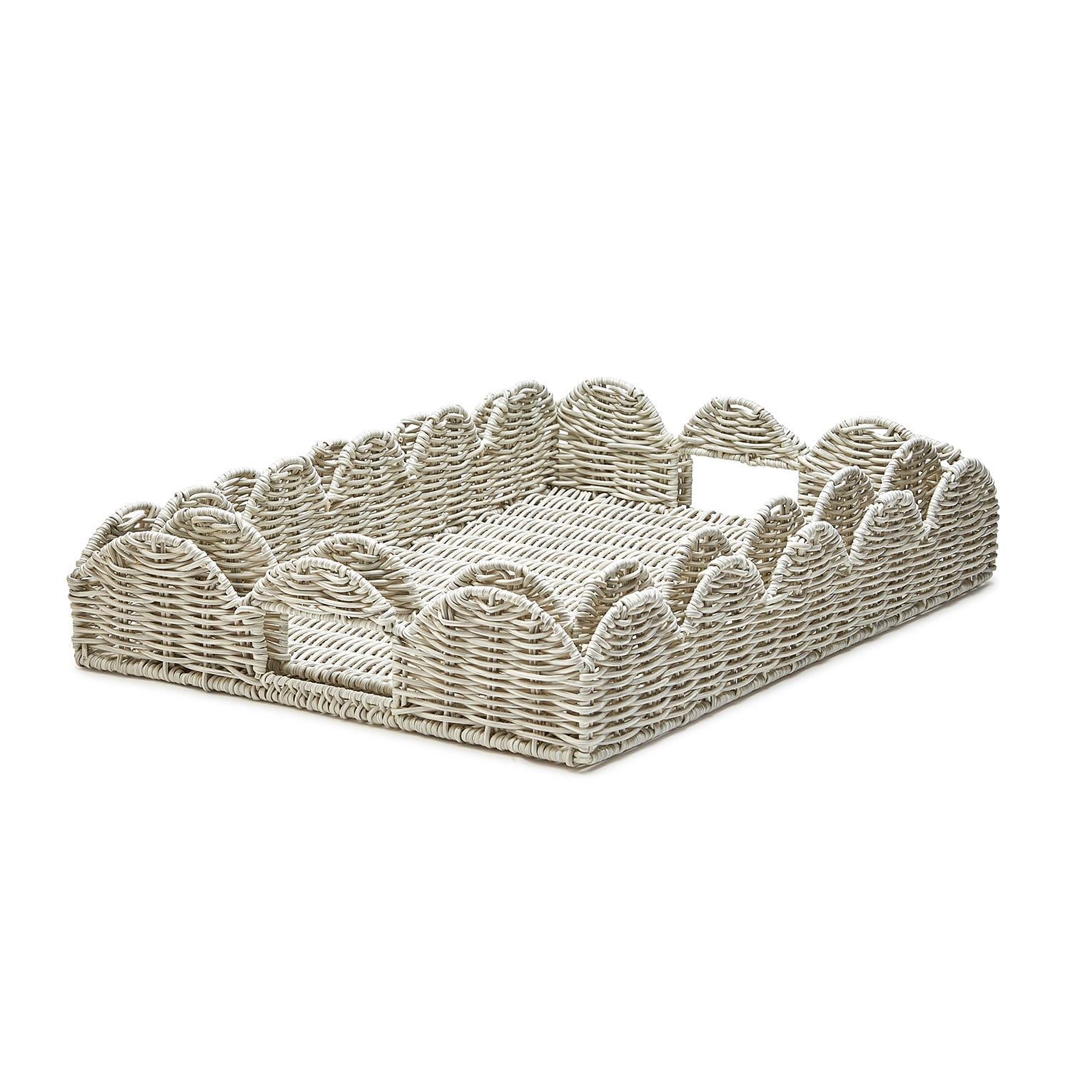  Wicker Rectangle Tray Scalloped Edge Set of 2、mySite、elrpsem3k