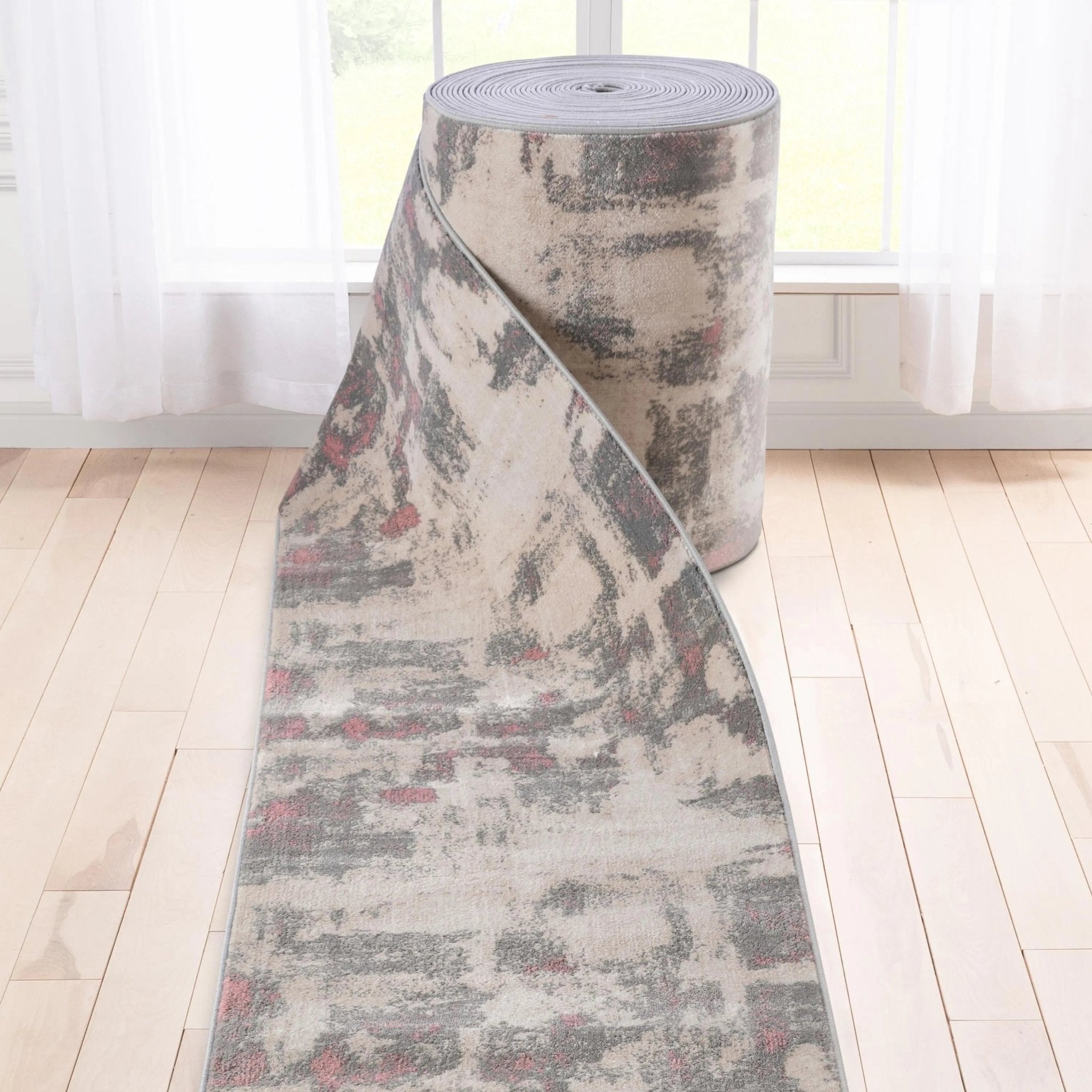 Custom Size Runner Kalia Abstract Modern Grey Blush 27 Inch Wide x Choose Your Length Hallway Runner Rug、mySite、gigharbornorthrealestate