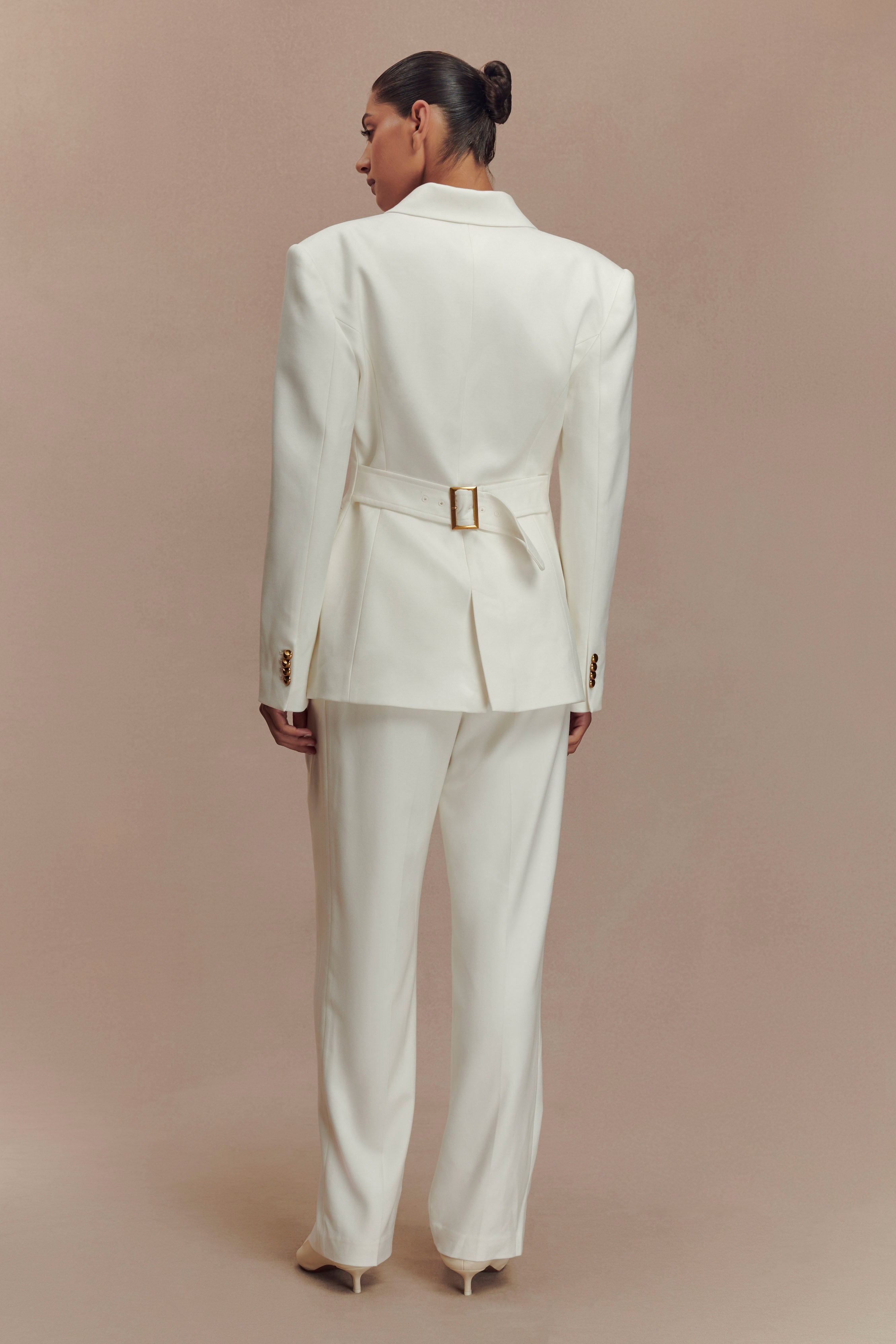 Penelope Pleated High Waisted Pants - Ivory、mySite、solidvoid