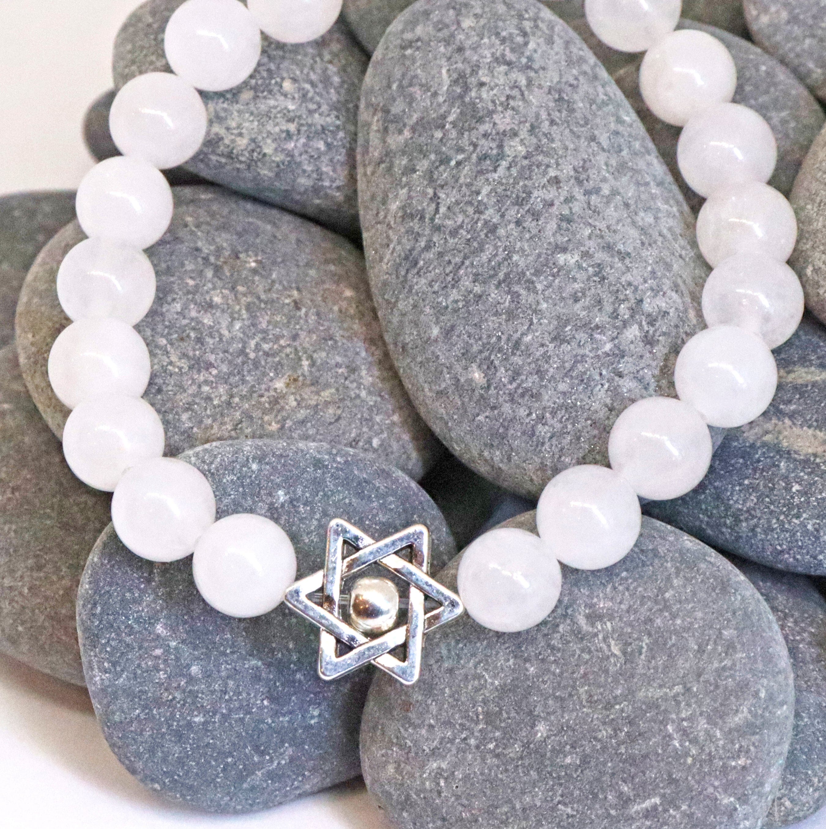 White Jade Star of David Beaded Bracelet、mySite、topwebapps
