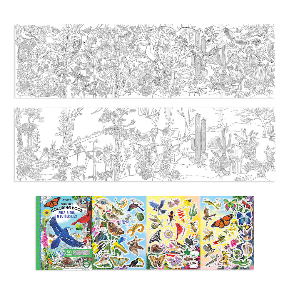  Bugs, Birds & Butterflies Fold-Out Coloring Book with Stickers、mySite、ghnorth