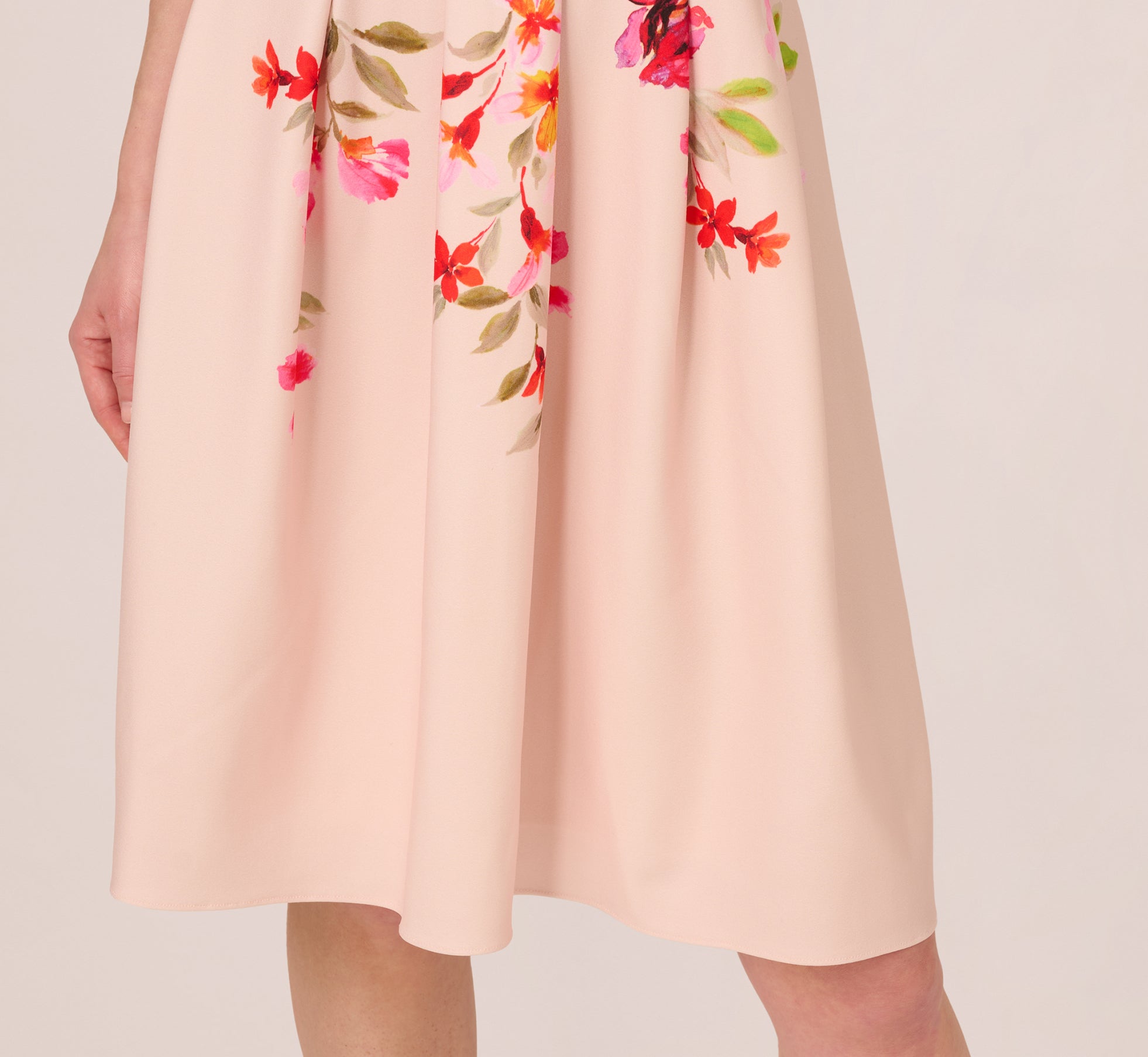 Floral Fit And Flare Halter Midi Dress In Champagne Multi、mySite、solidvoid