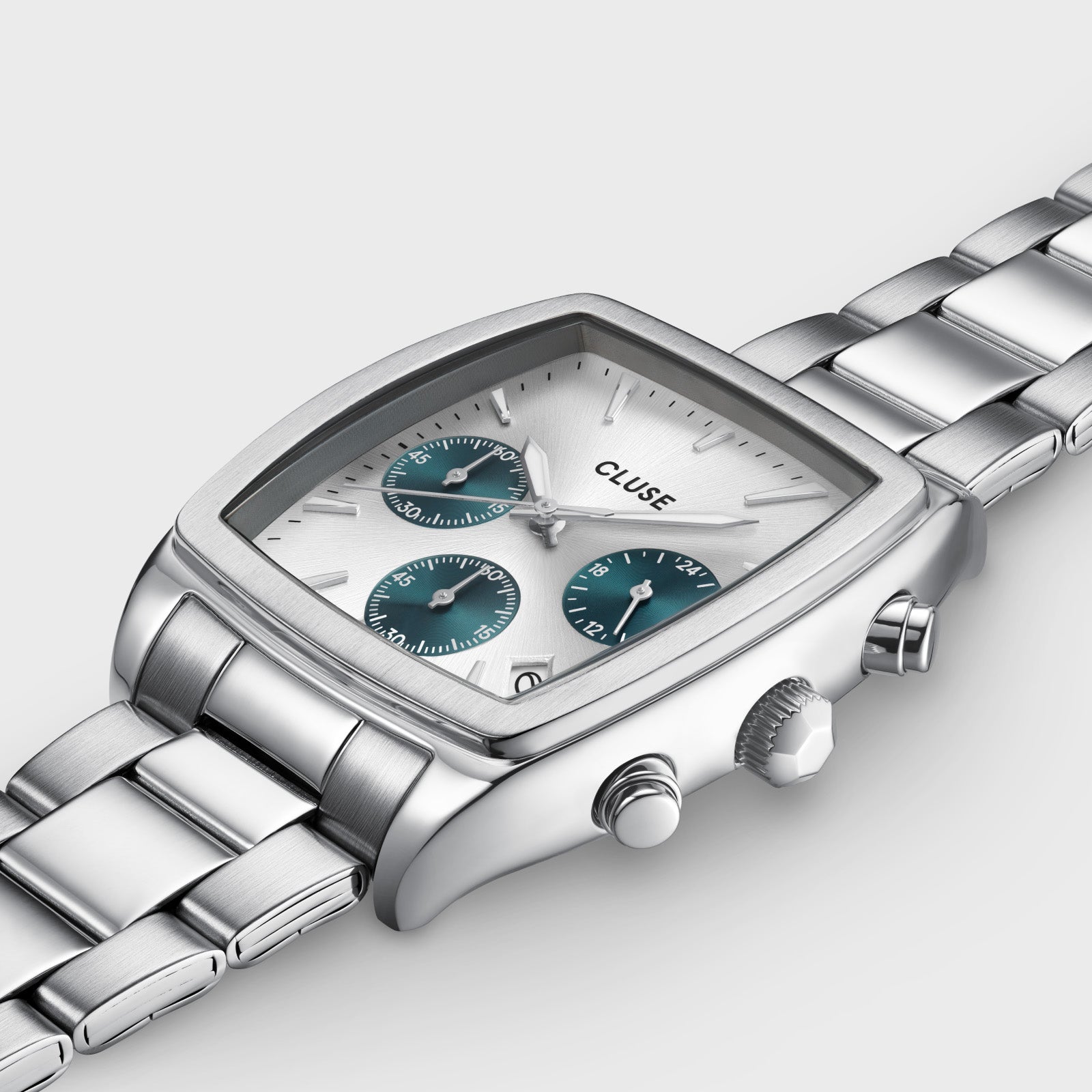  Quartaut Chrono Watch Steel, Blue, Full Silver Colour