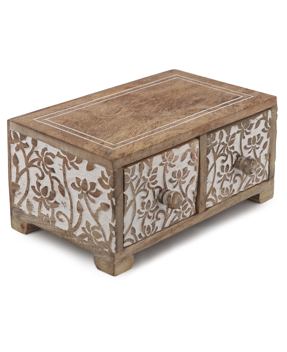 Small Tabletop Carved Wood Lotus Pedestal Riser With Drawers、mySite、topwebapps