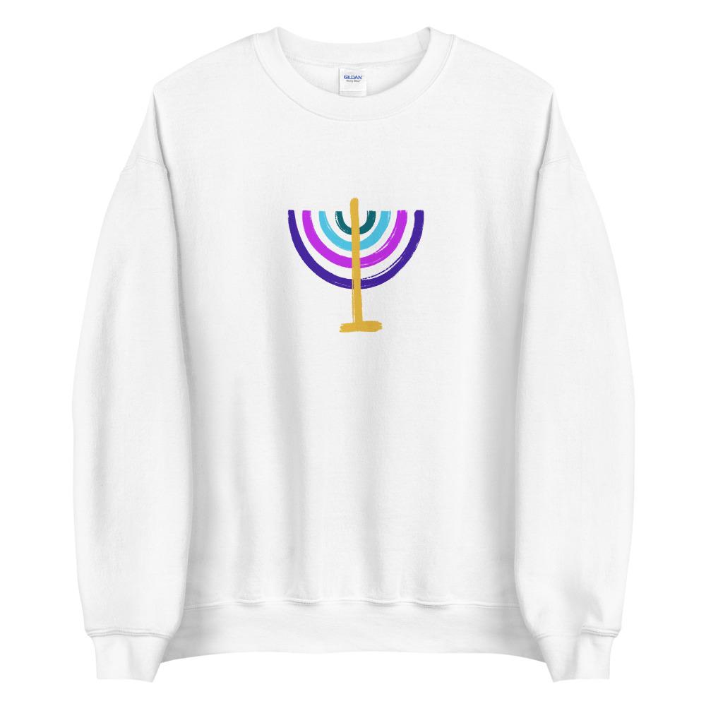 Unisex Colorful Menorah Sweatshirt - (White, Gray or Pink) - (Sizes S - 5XL)、mySite、topwebapps