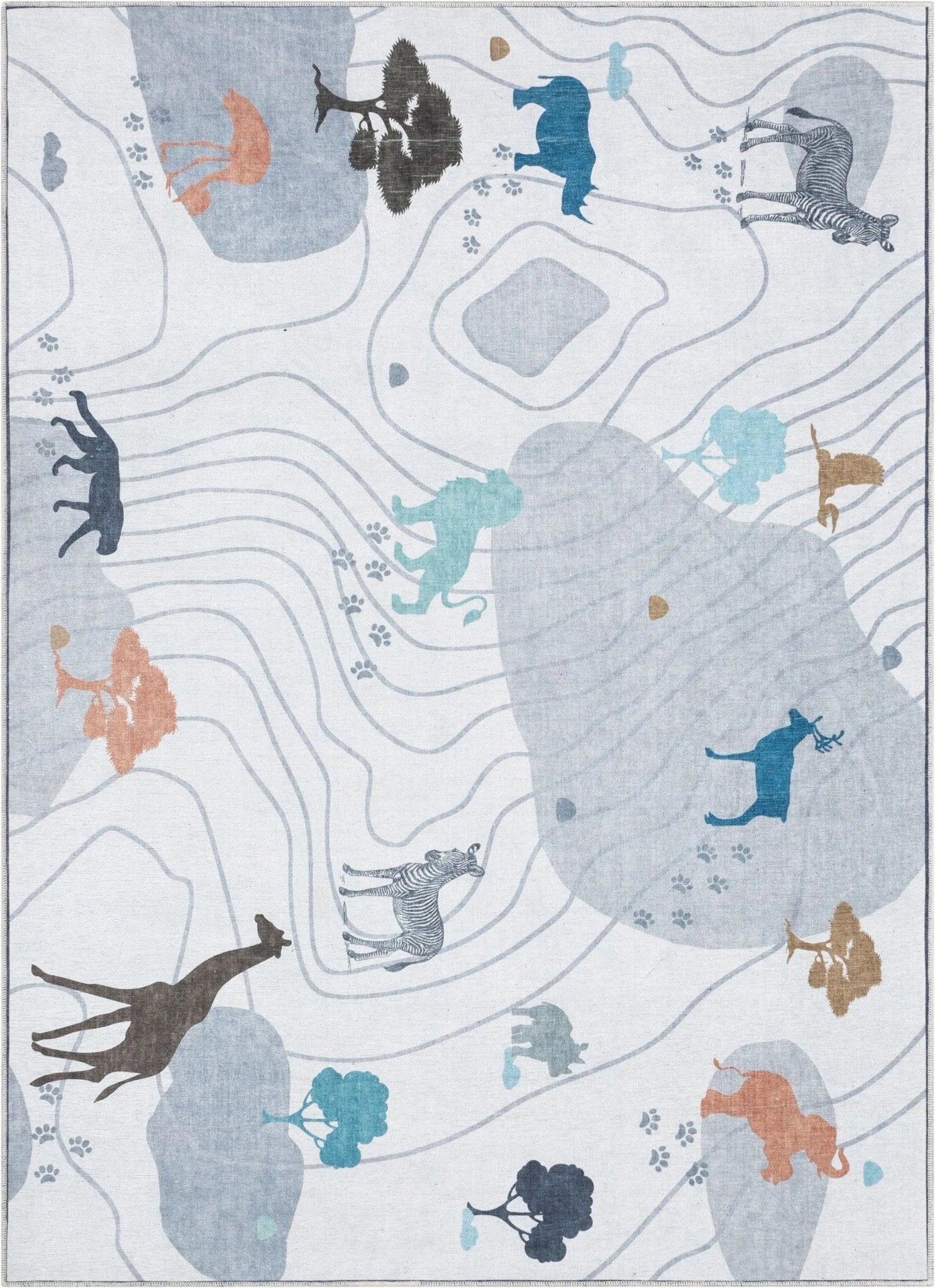Safari Modern Grey Kids Flat-Weave Rug、mySite、gigharbornorthrealestate