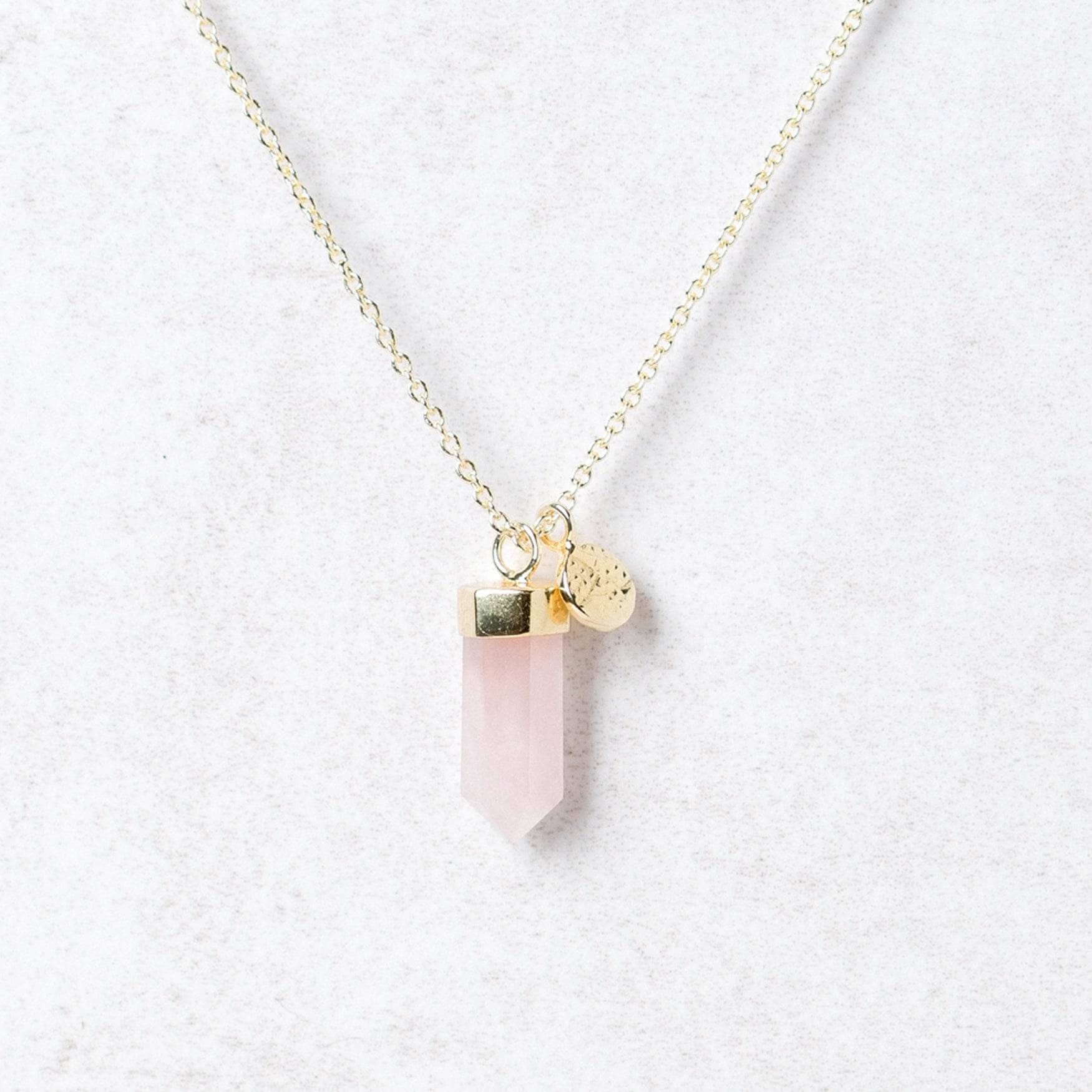 Delicate Rose Quartz Crystal Point Necklace、mySite、hinf8tx79