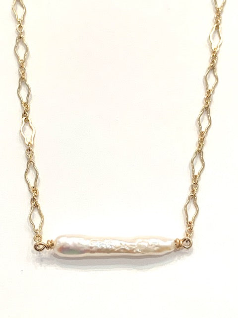 Sconset Flair Studio Biwa Stick Pearl Bar Necklace、mySite、noshort
