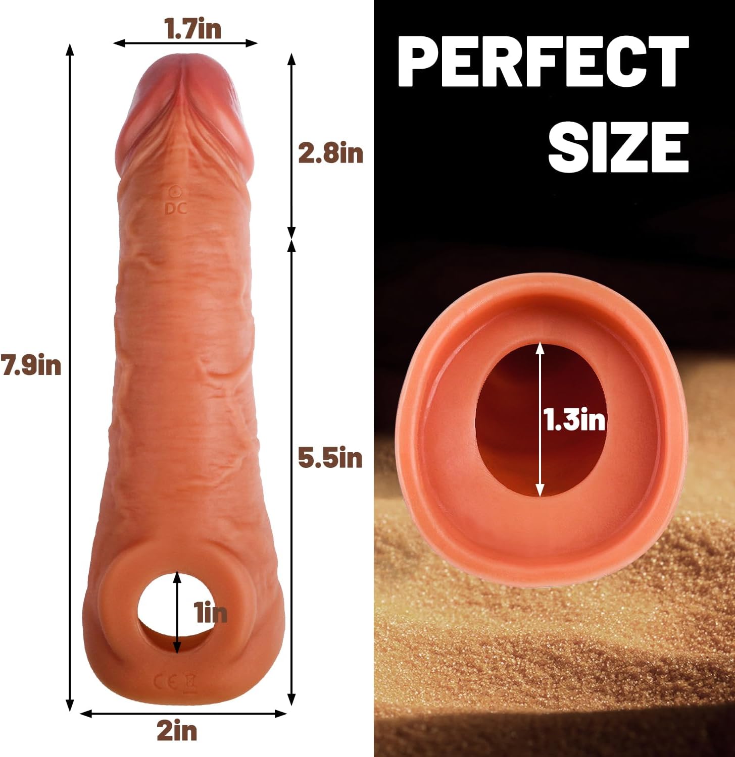 Realskin 8 Big Head Remote Controlled Penis Sleeve Vibrator | APP Control | USB、mySite、bottomscart