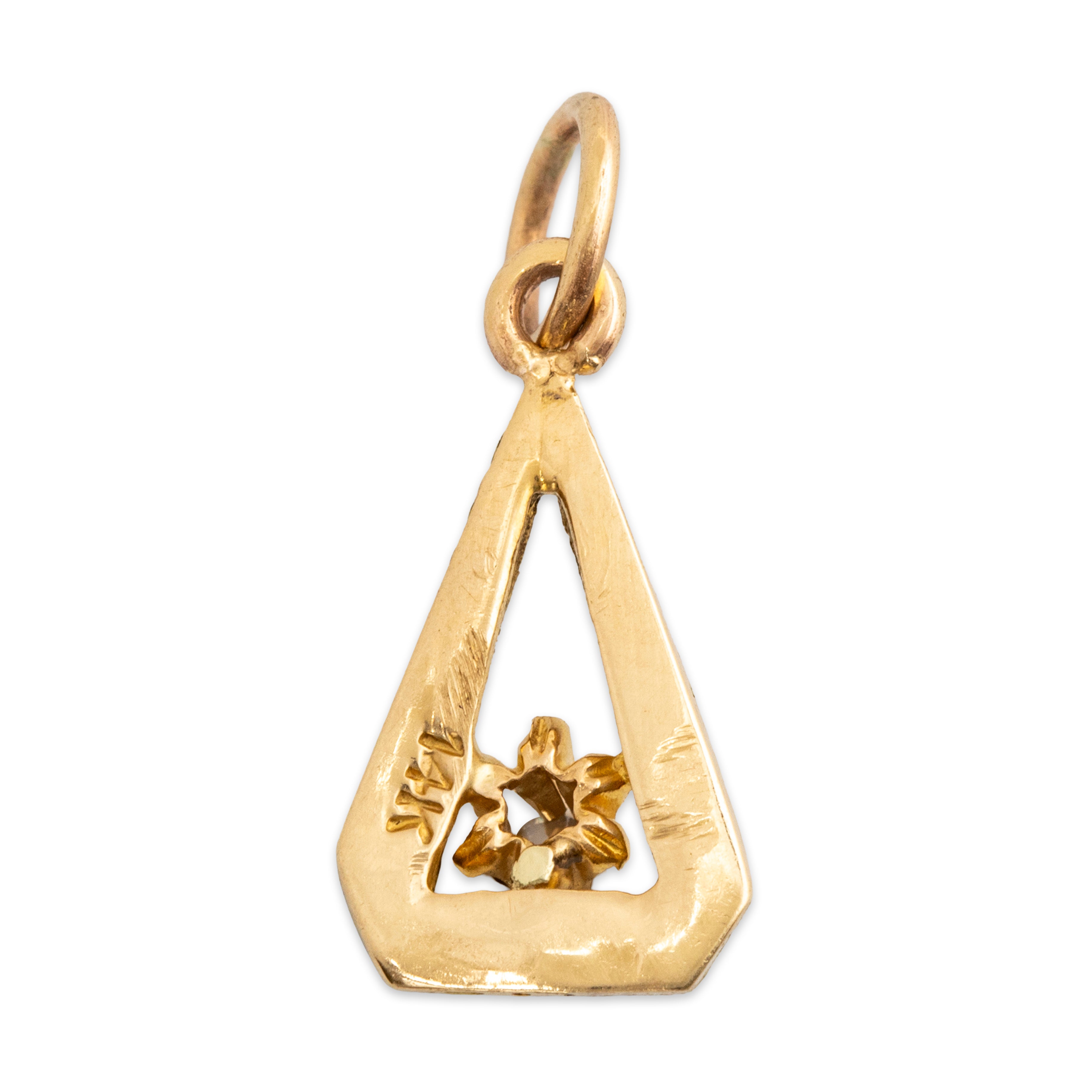 Antique 14k Yellow Gold Old Mine Cut Diamond Art Deco Charm Pendant、mySite、hinf8tx79