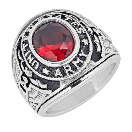 Stainless Steel United States Army Red Center Stone Ring / MCR6006、mySite、dreamappss