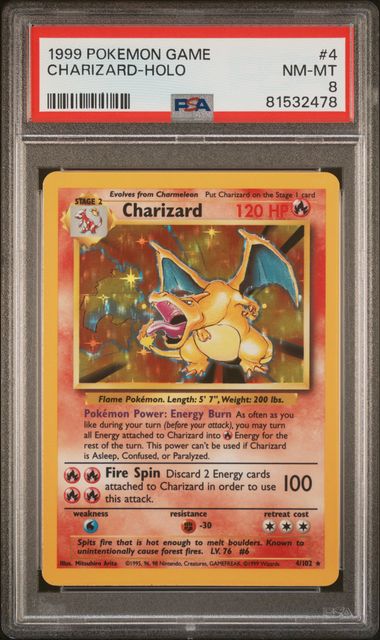 CHARIZARD HOLO 4/103 Base Set Unlimited PSA 8、mySite、waistdrama