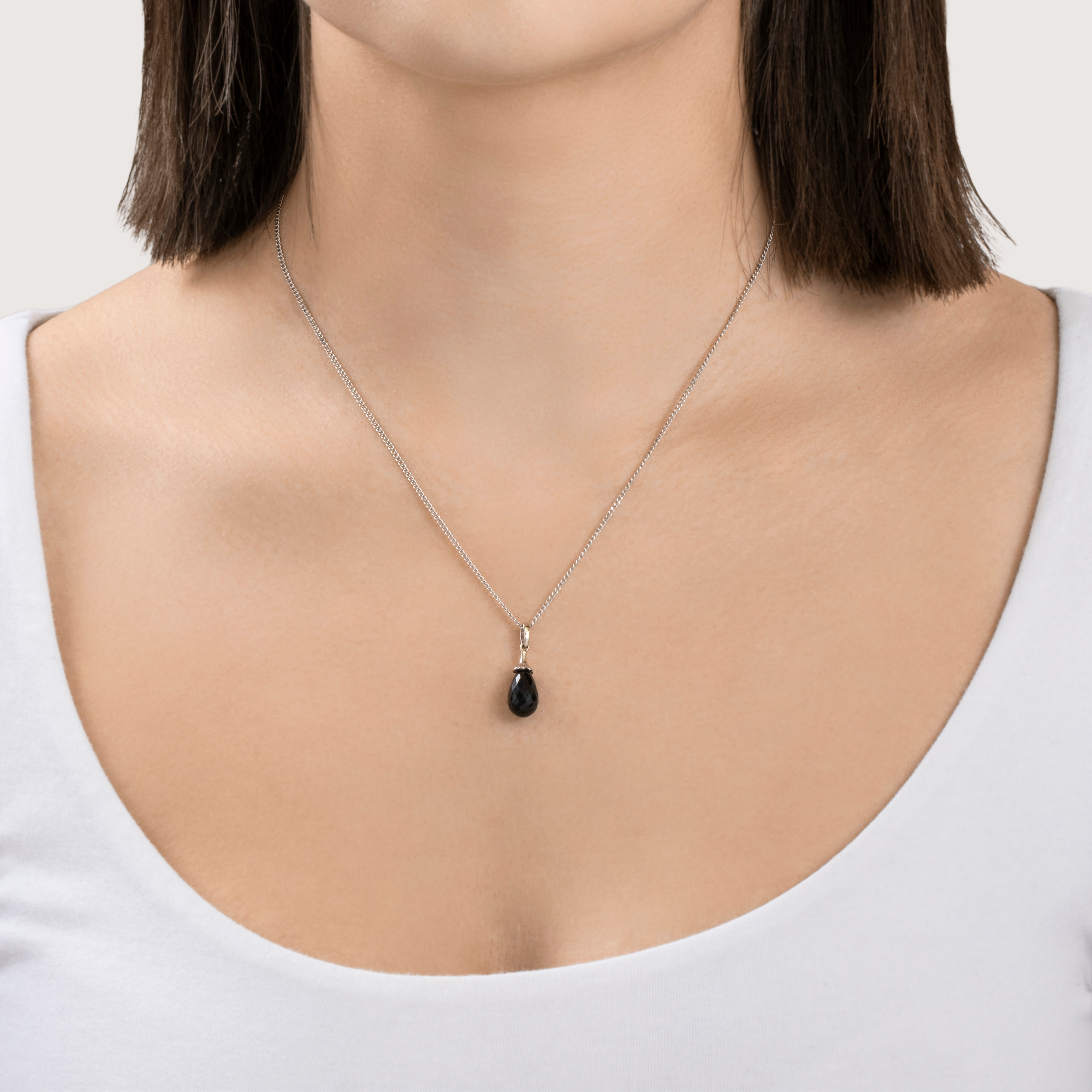 Vintage 14k White Gold 3.5ct Onyx Briolette Pendant、mySite、hinf8tx79