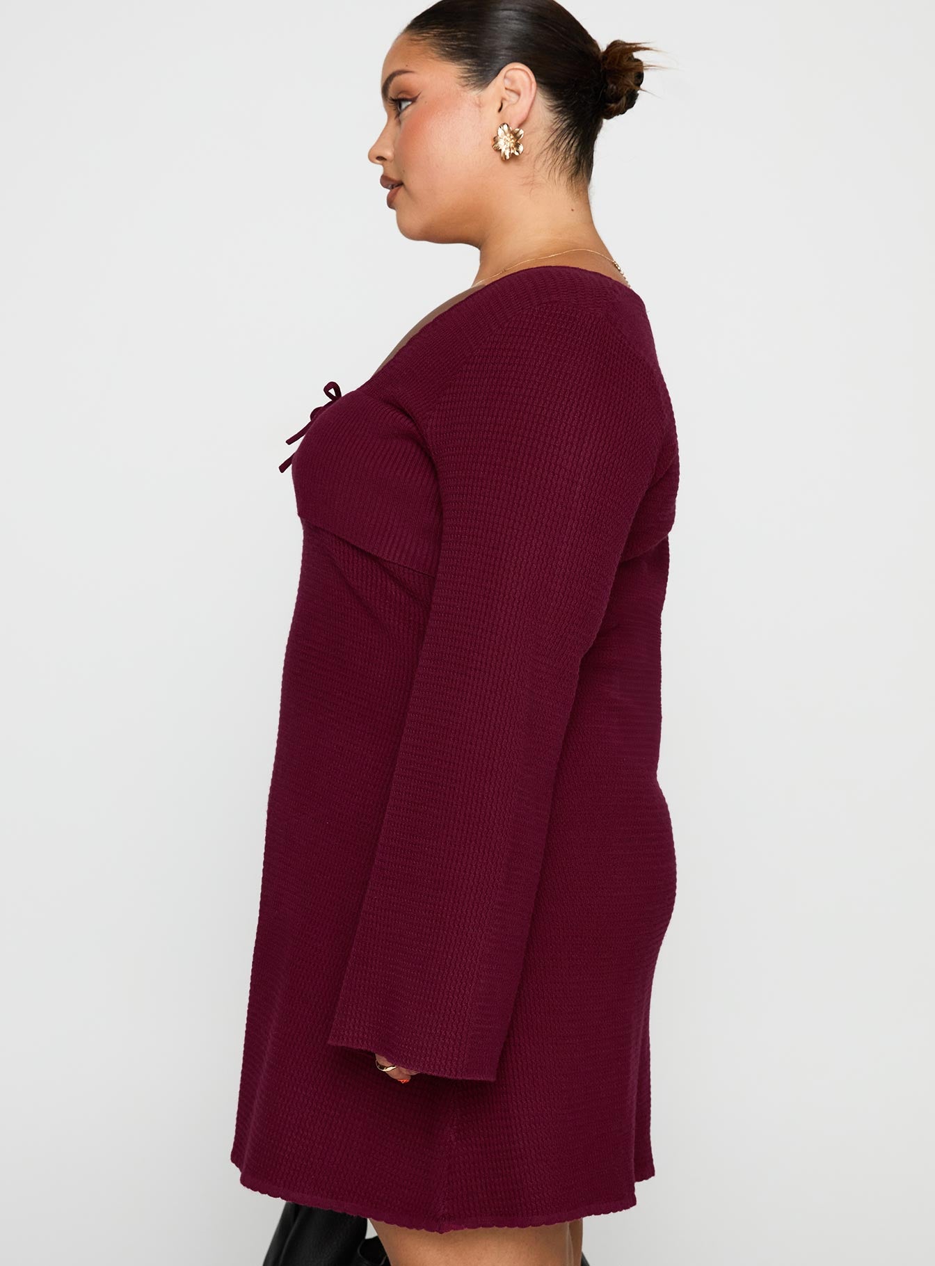 Sandyra Knit Mini Dress Maroon Curve、mySite、solidvoid