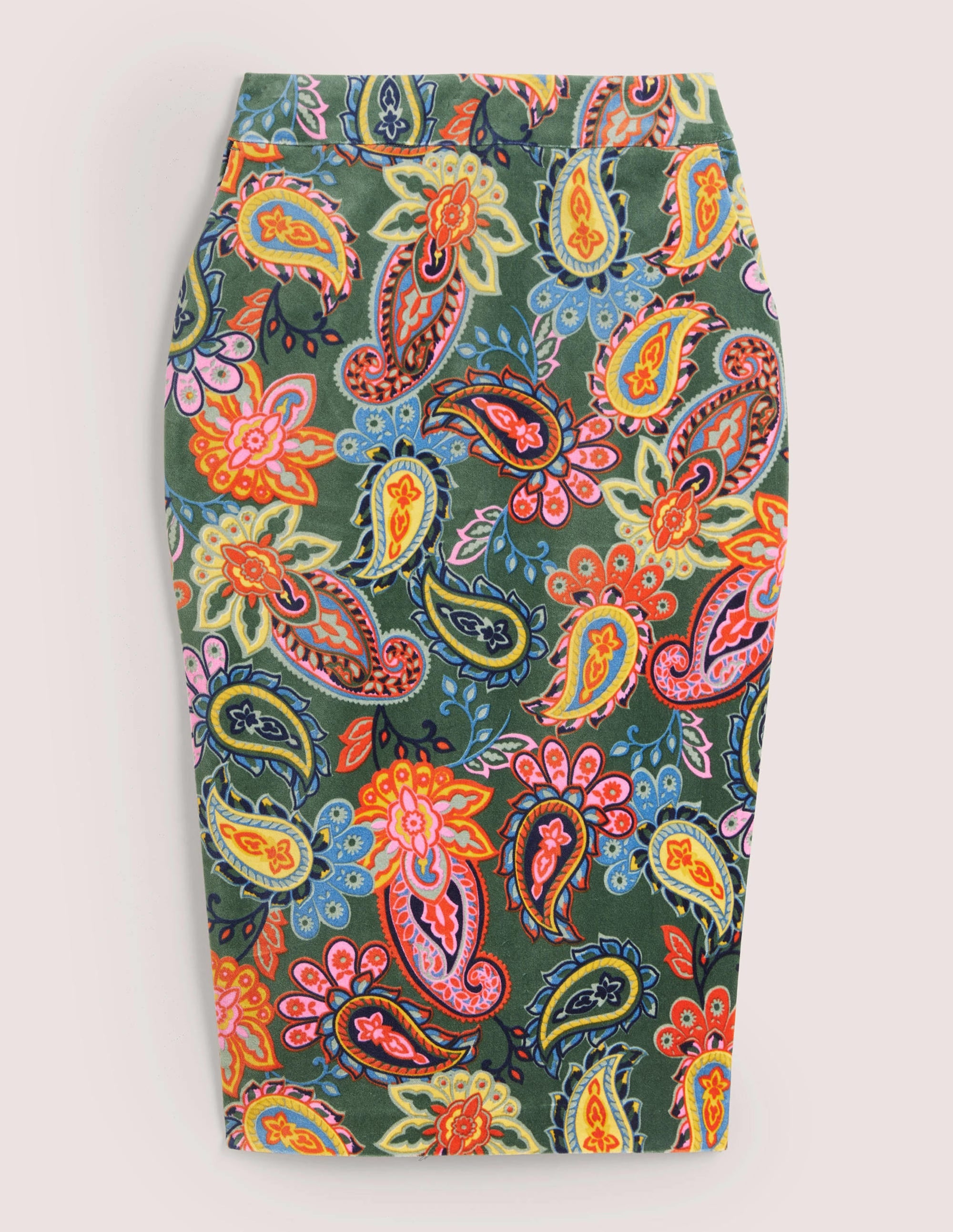  Velvet Midi Pencil Skirt-Trecking Green, Paisley Charm、mySite、ashleygrahame