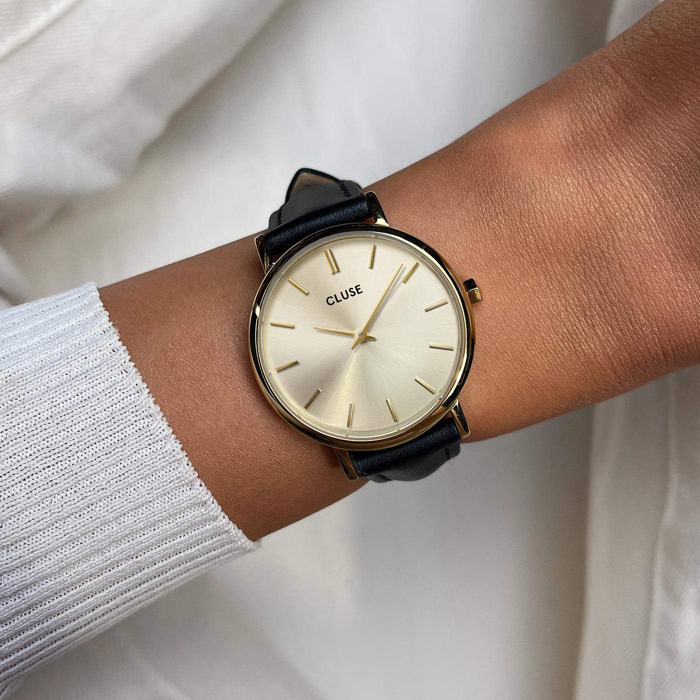  Gift Box Pavane Petite 2.0 Watch Steel, Gold Colour & Black Leather Strap