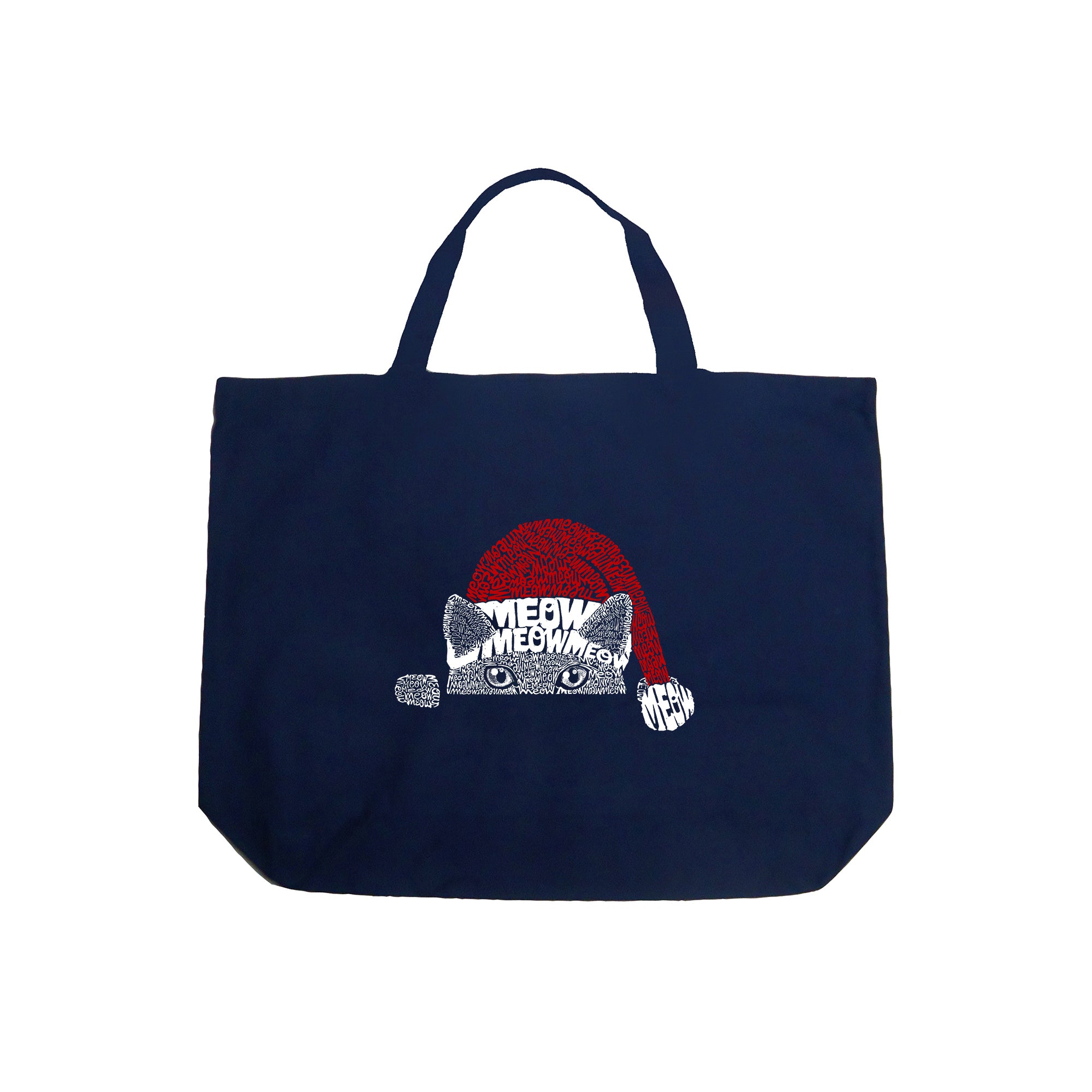 Christmas Peeking Cat - Large Word Art Tote Bag、mySite、camillekostekn