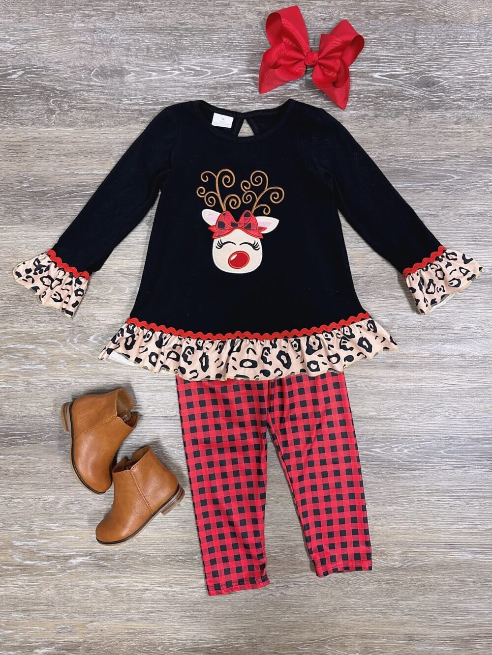 Wild Thing Girls Red Nosed Reindeer Pants & Tunic Outfit、mySite、camillekostekn