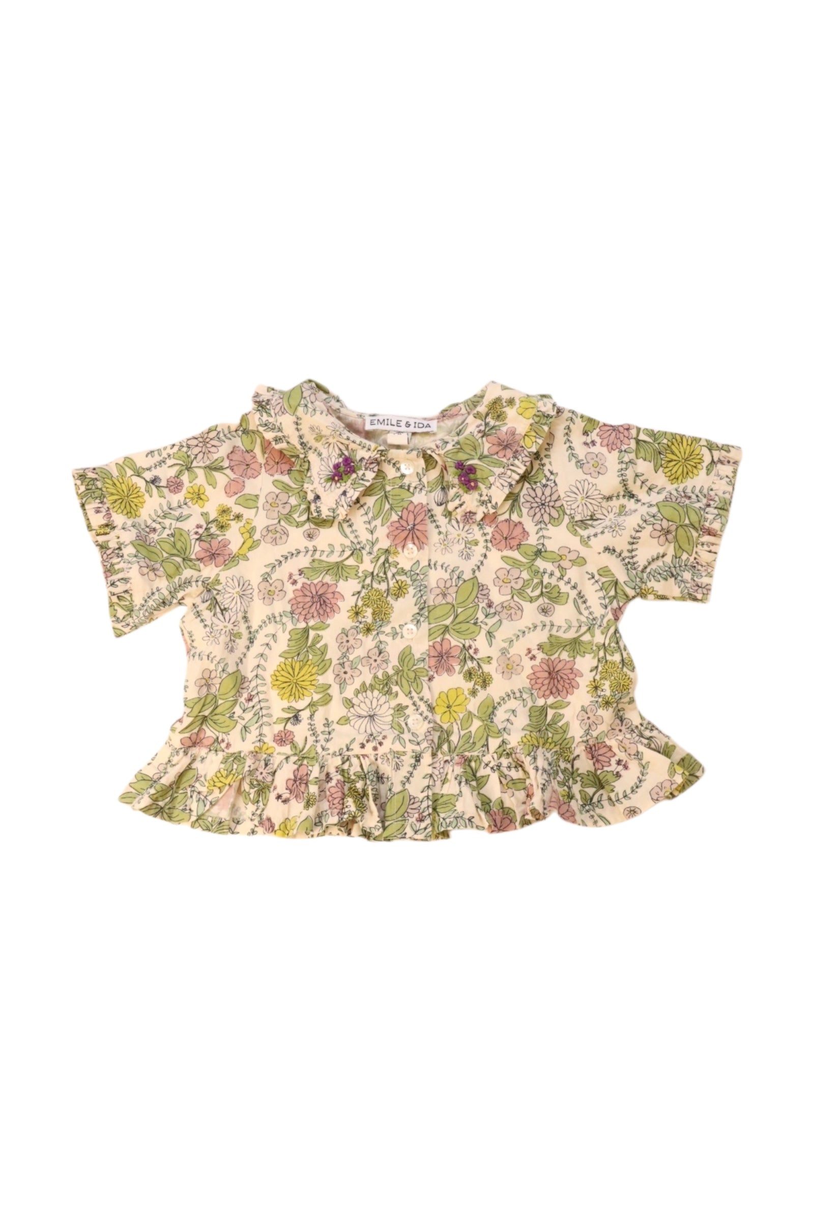 Emile Et Ida Ruffled Floral Blouse 4T、mySite、g9winljtr