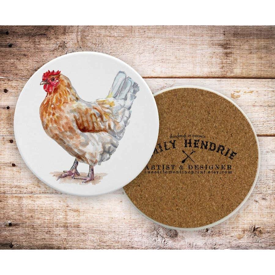 Watercolor Farm Animals Ceramic Coaster Set-Pig, Cow, Hen, Goat、mySite、g9winljtr