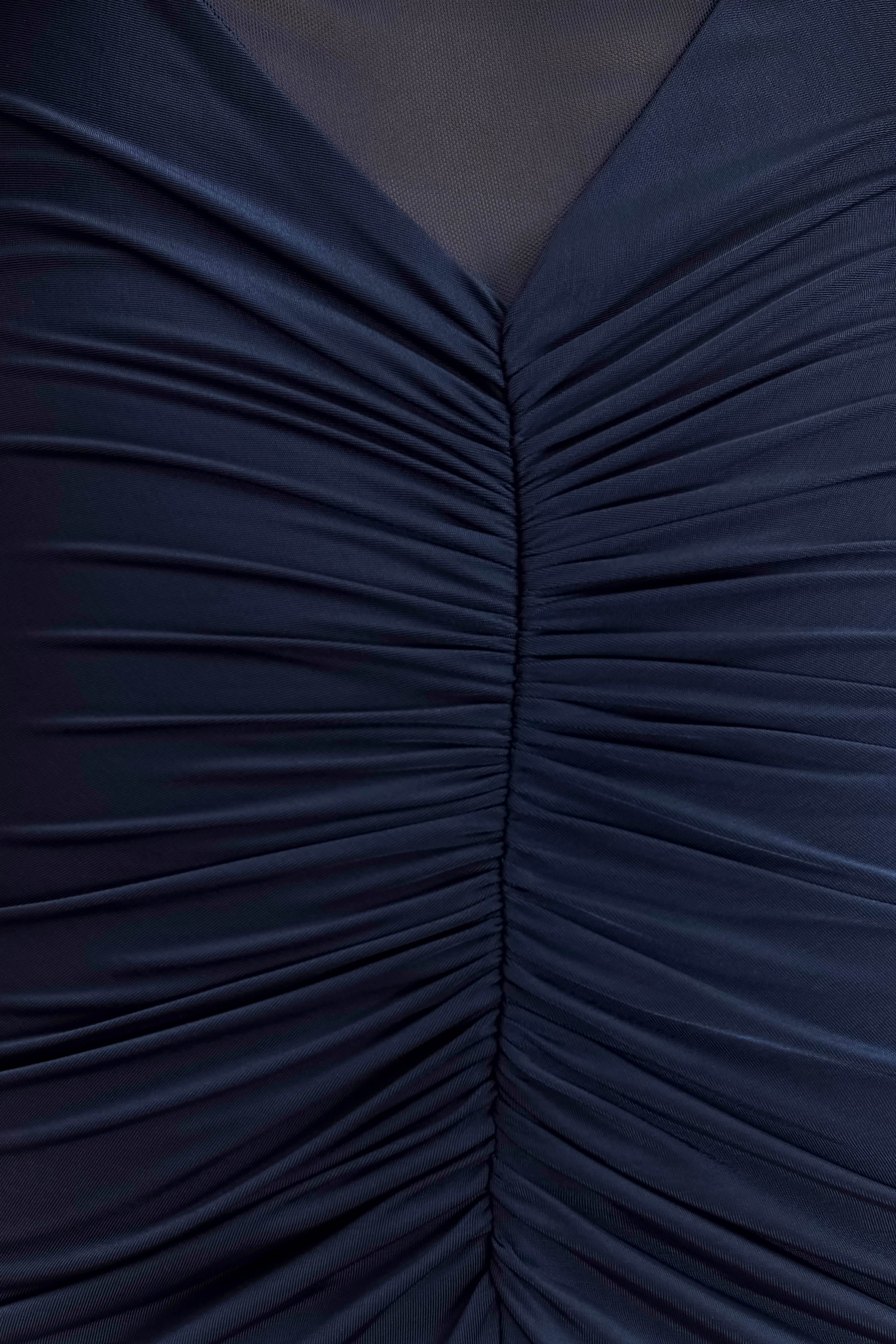 Kaitlin One Shoulder Slinky And Mesh Maxi Dress - Midnight Blue、mySite、solidvoid