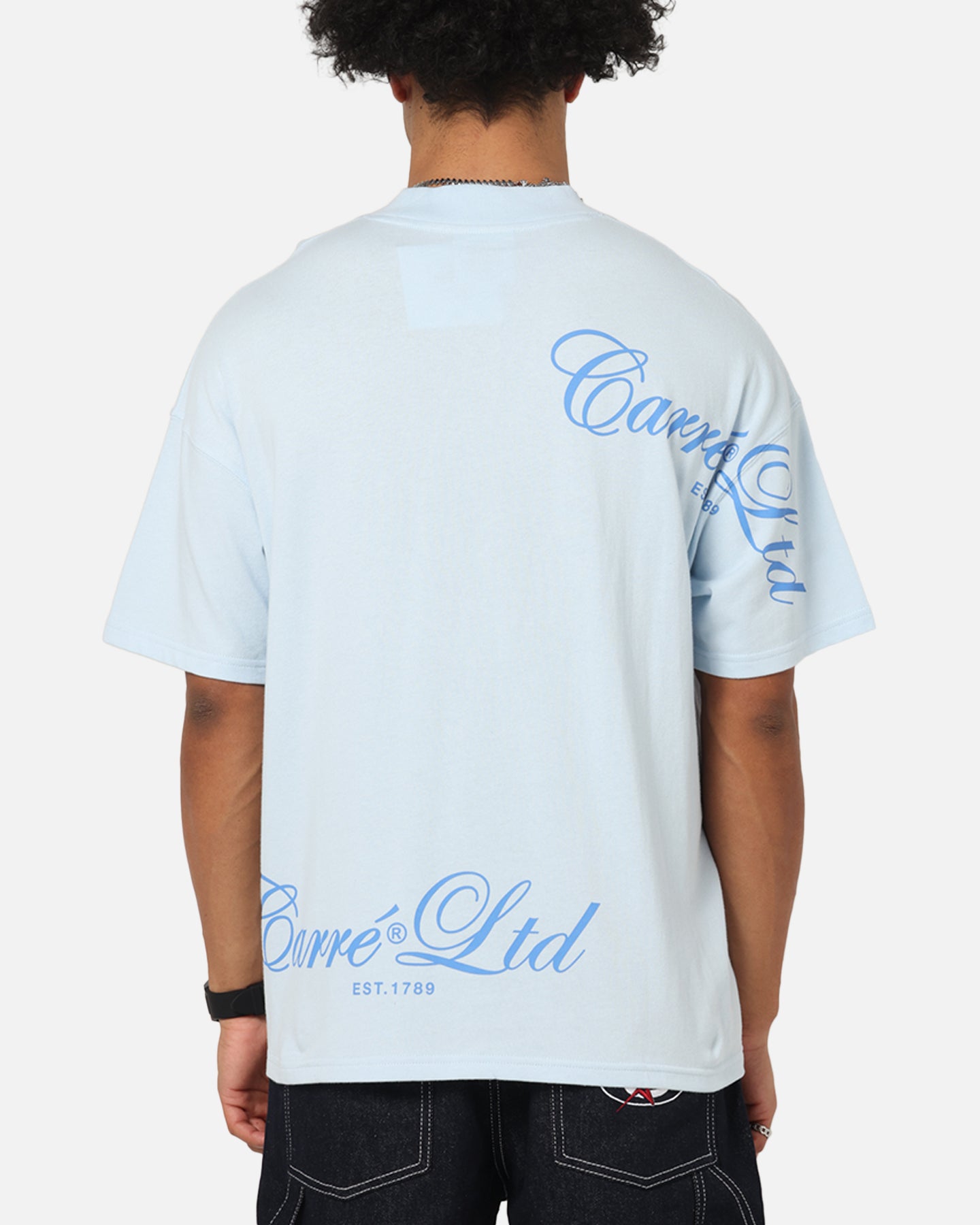 Carre Side Script Oversized T-Shirt Baby Blue、mySite、zt4zffjzw