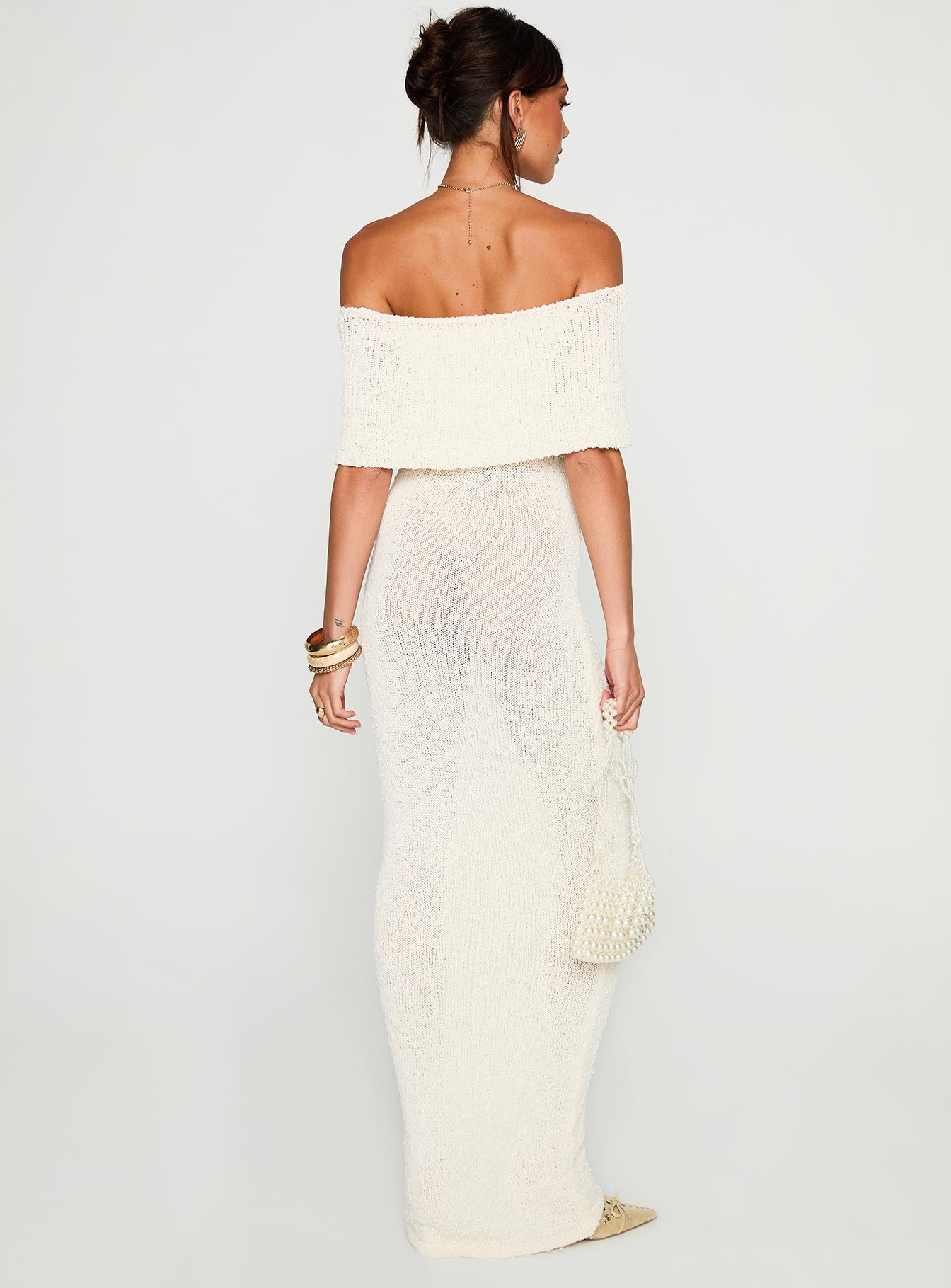 Nixen Strapless Knit Maxi Dress Cream、mySite、solidvoid