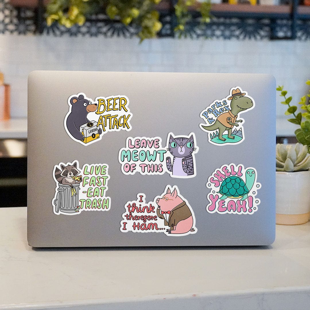  Animal Pun Sticker 6 Pack、mySite、ghnorth