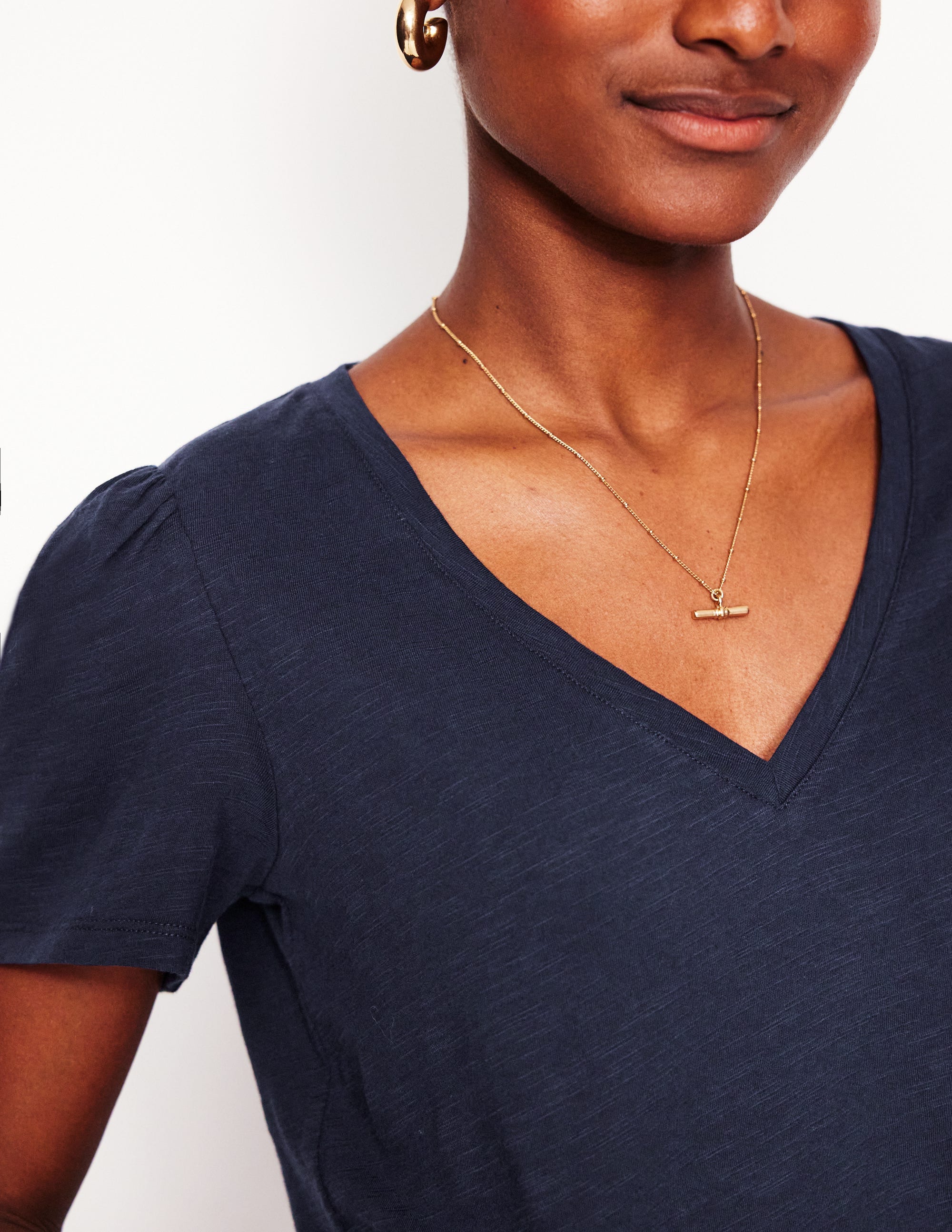  Short Sleeve V Neck T-shirt-Navy、mySite、ashleygrahame