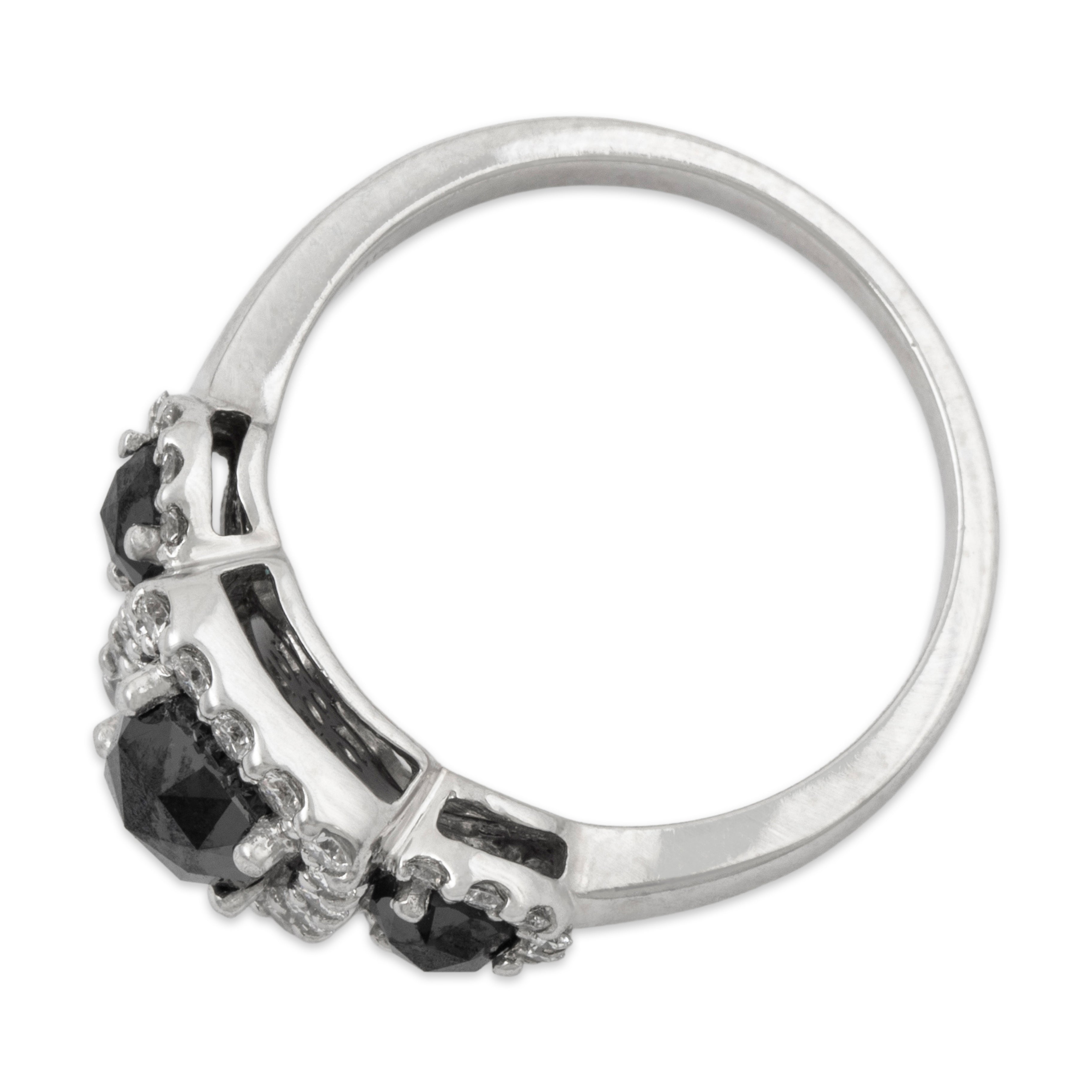 Vintage 14k White Gold Black & White Diamond Flashing Trio Ring 6.50、mySite、hinf8tx79