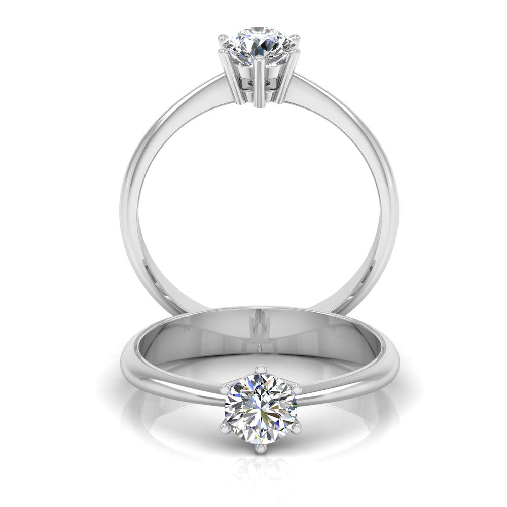 6 Prong Petite Moissanite Round Solitaire Engagement Ring、mySite、hinf8tx79