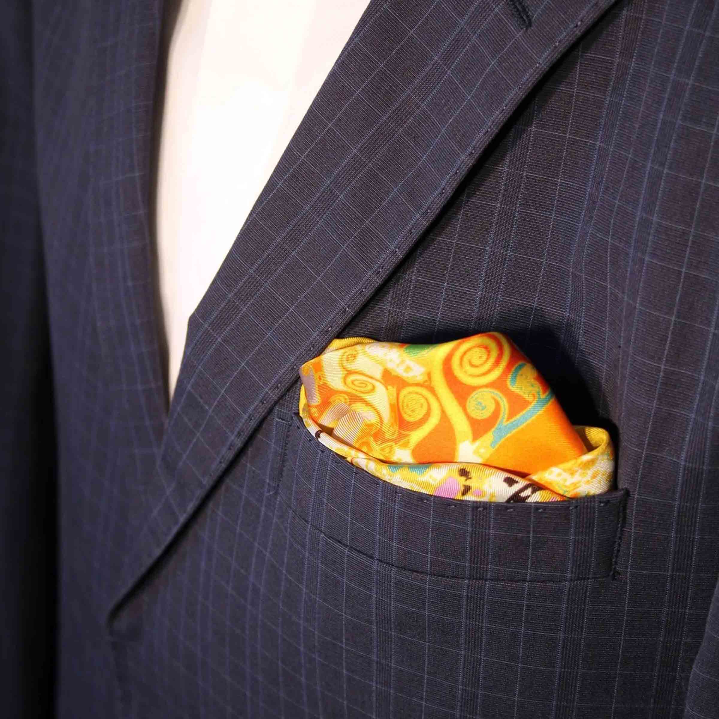 Silk Twill Pocket Square MOVING SNAILS by Orequo、mySite、neckold