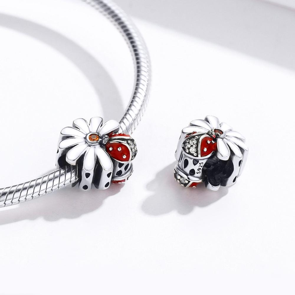 Ladybug on a Daisy Sterling Silver Ring, Earrings, Charm、mySite、g9winljtr