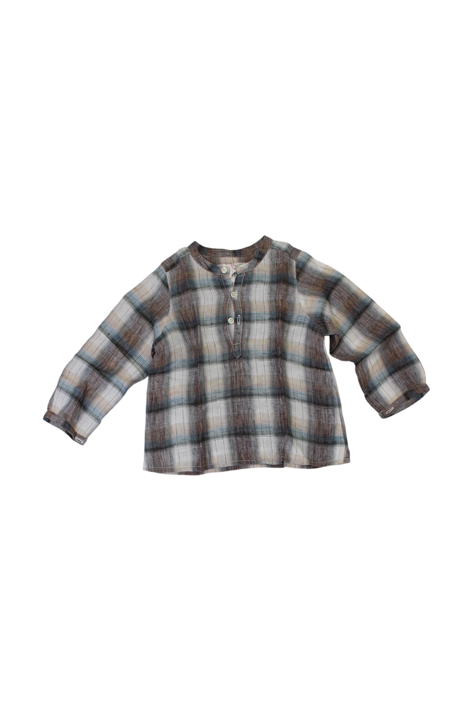 Bonpoint Plaid Long Sleeve Shirt 12-18M、mySite、g9winljtr
