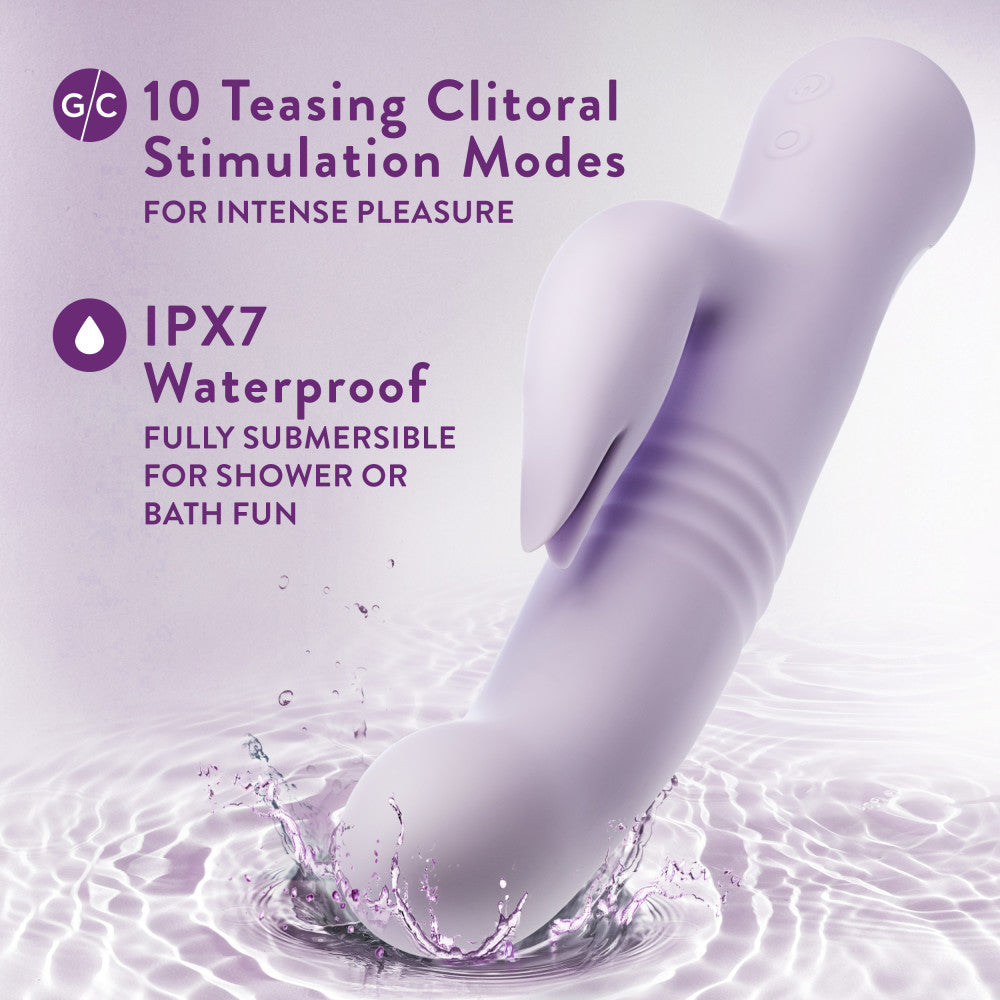 Blush | Rylee 9.25 Inch G Spot Clitoral Dual Stimulation Rabbit Vibrator In Lavender - 10 Thrusting Vibrations - Soft Silicone、mySite、bottomscart