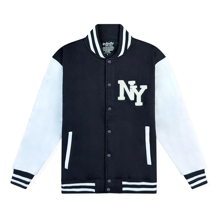 NY Chenille Appliqué Bomber Jacket – Black & White、mySite、vikingsvslions