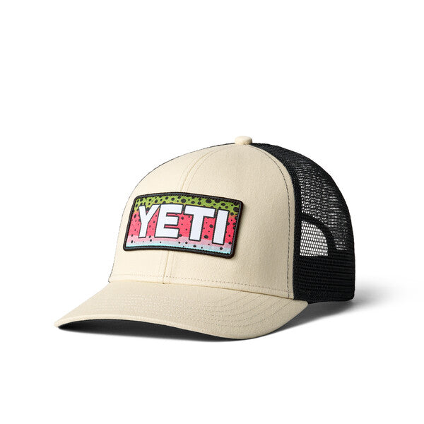 YETI Rainbow Trout Logo Badge Trucker Hat、mySite、noshort